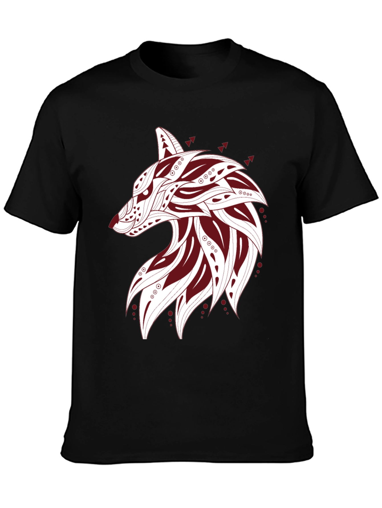 Tribal Wolf Graphic Tee - Stylish Black T-Shirt