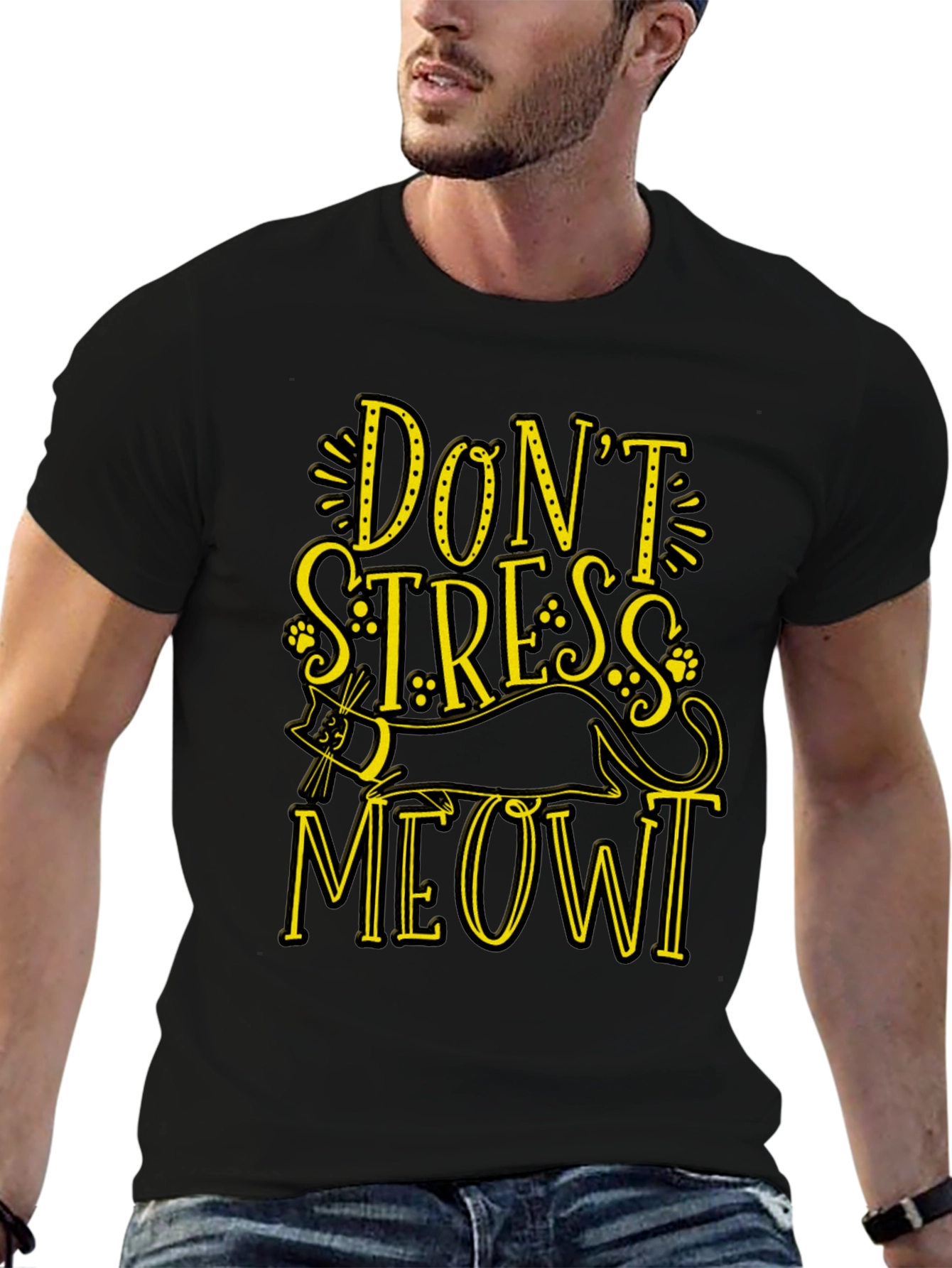 Dont Stress Meowt Black Graphic Tee
