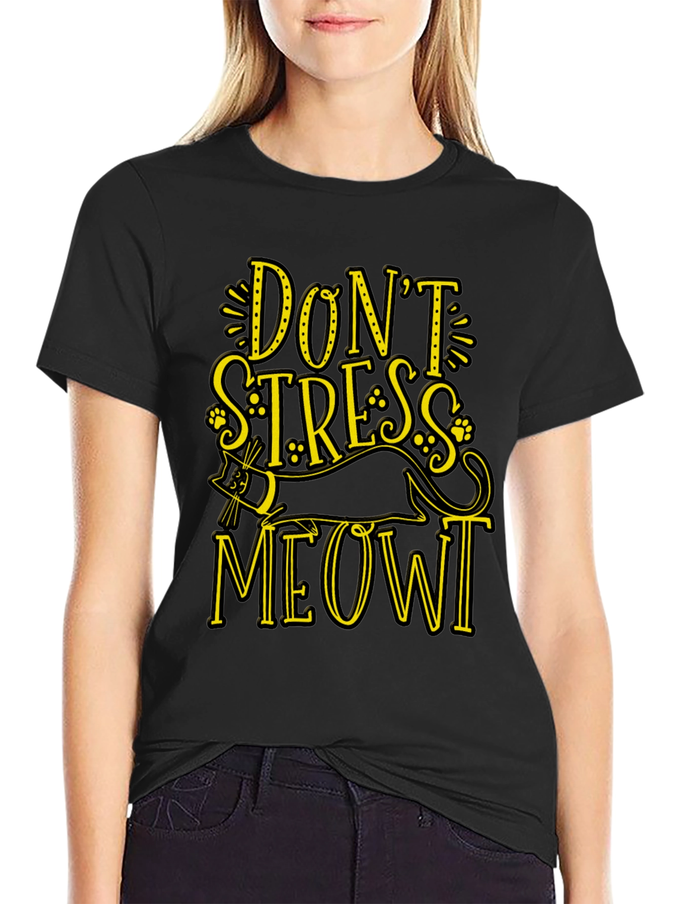 Dont Stress Meowt Black Graphic Tee