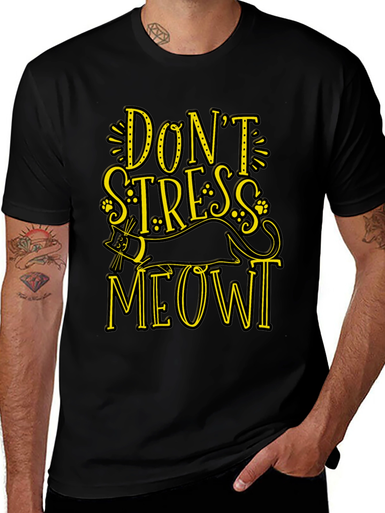 Dont Stress Meowt Black Graphic Tee