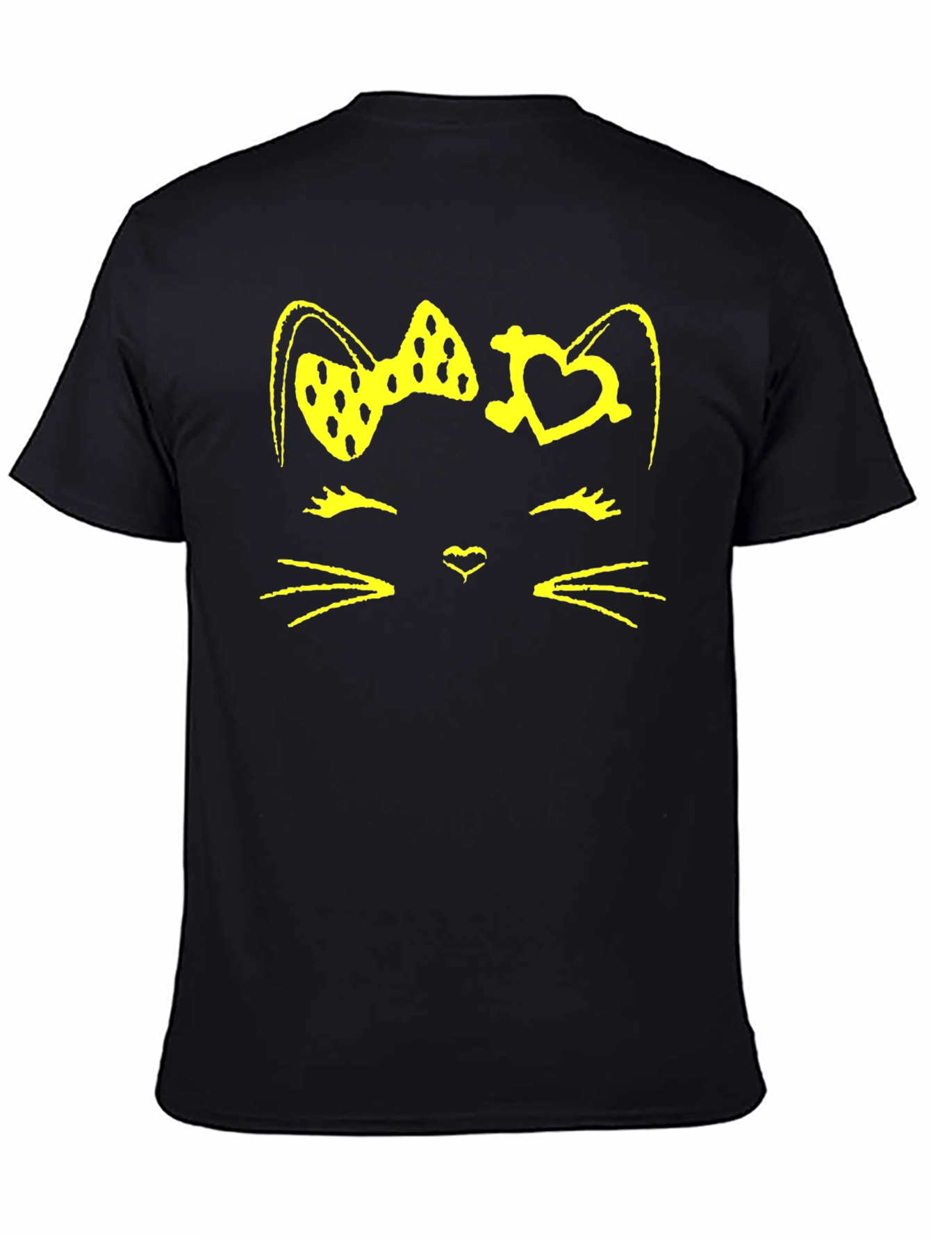 Cute Kitty Face Black T-Shirt
