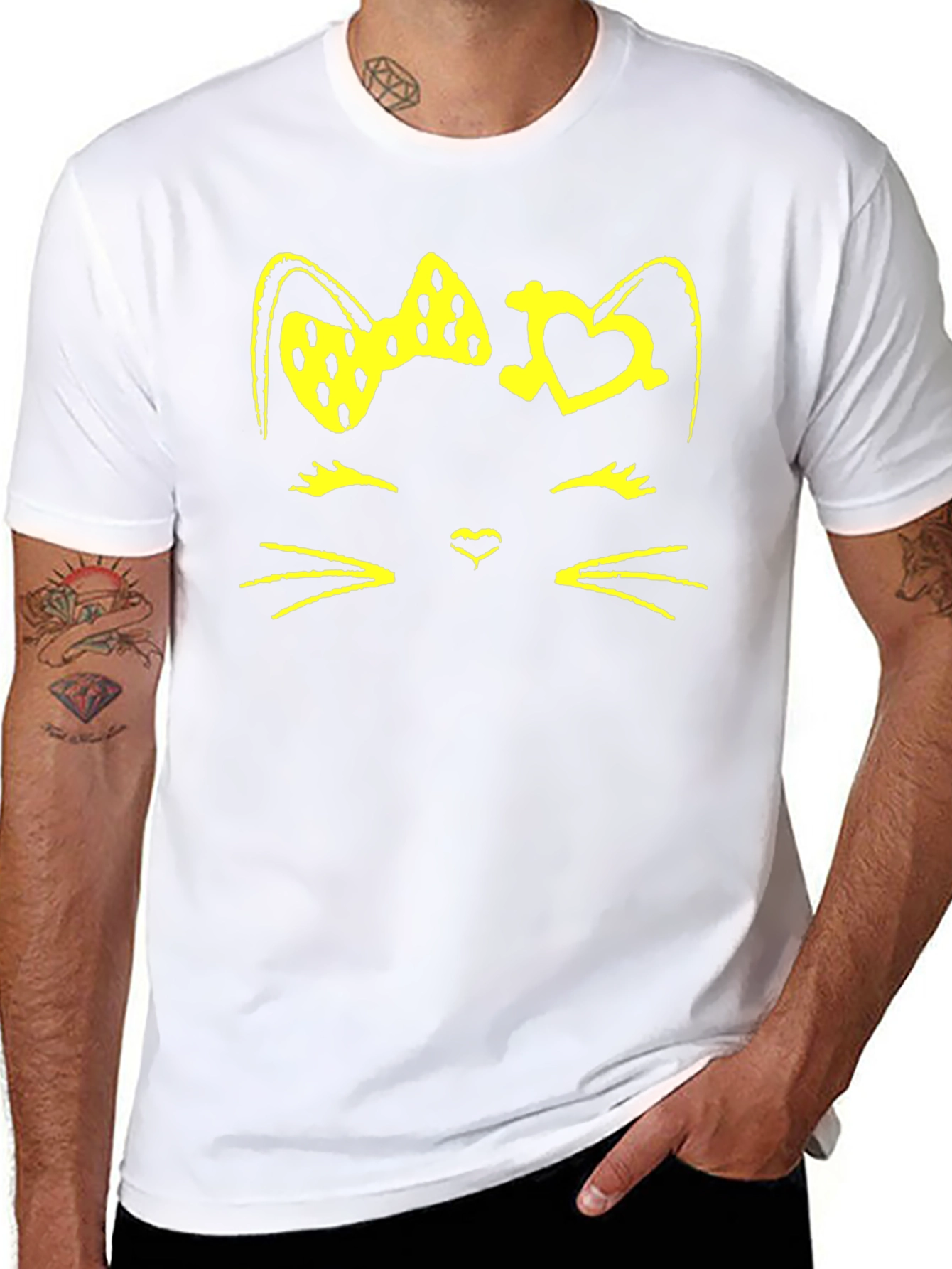 Cute Kitty Face Black T-Shirt
