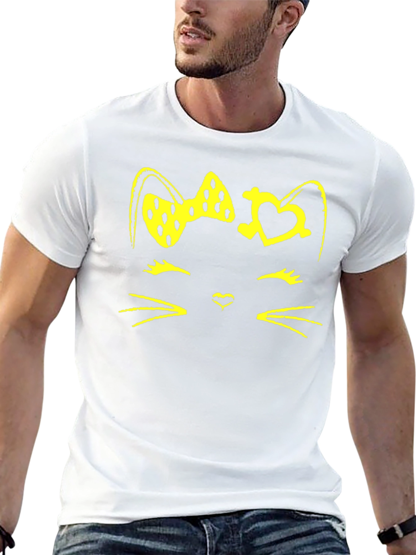 Cute Kitty Face Black T-Shirt