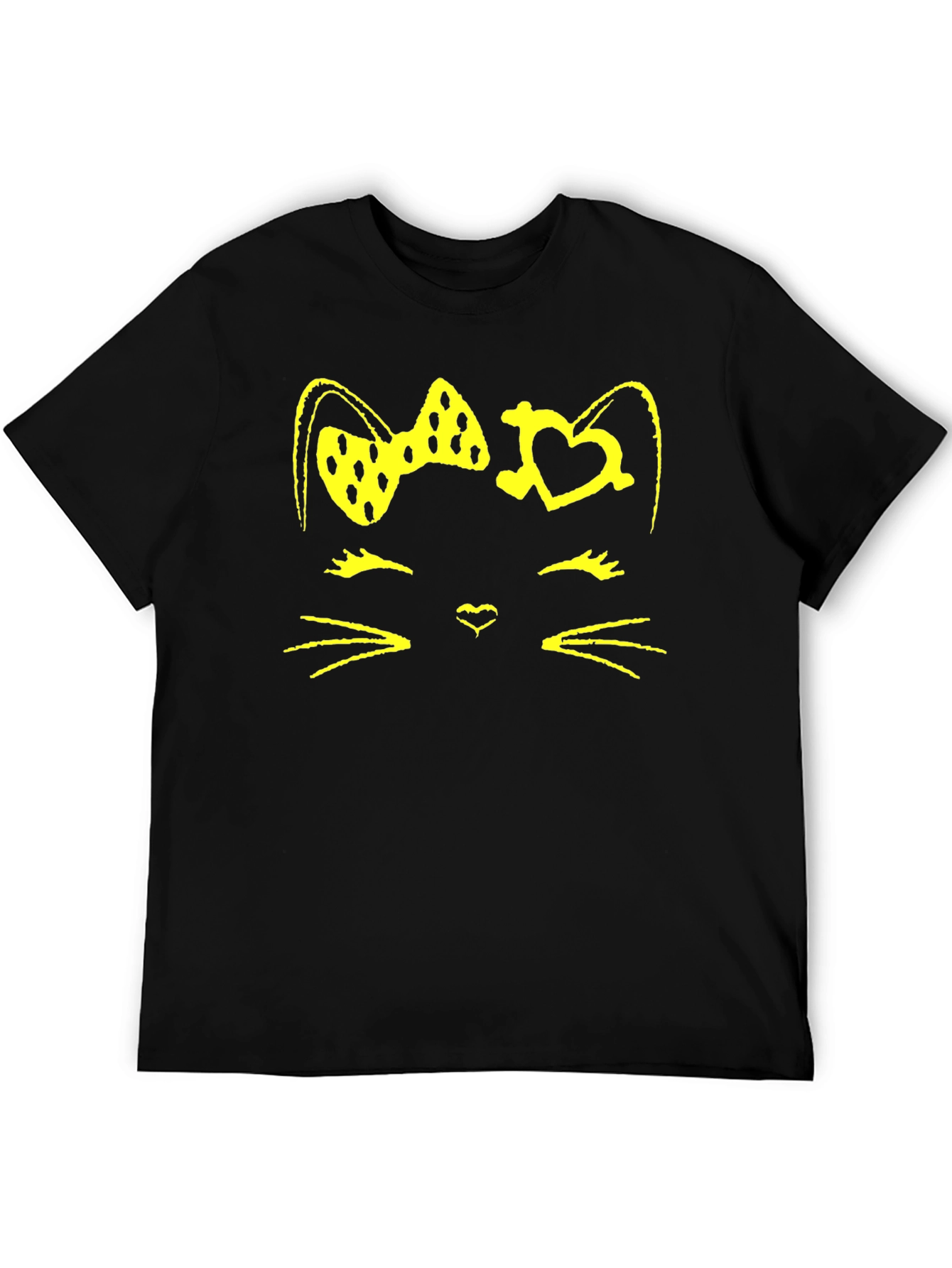 Cute Kitty Face Black T-Shirt