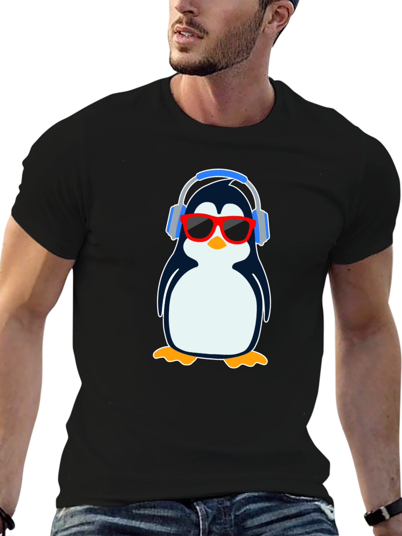 Cool Penguin Graphic T-Shirt - Black