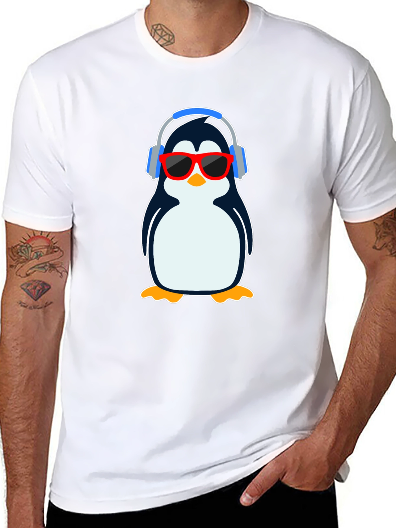Cool Penguin Graphic T-Shirt - Black