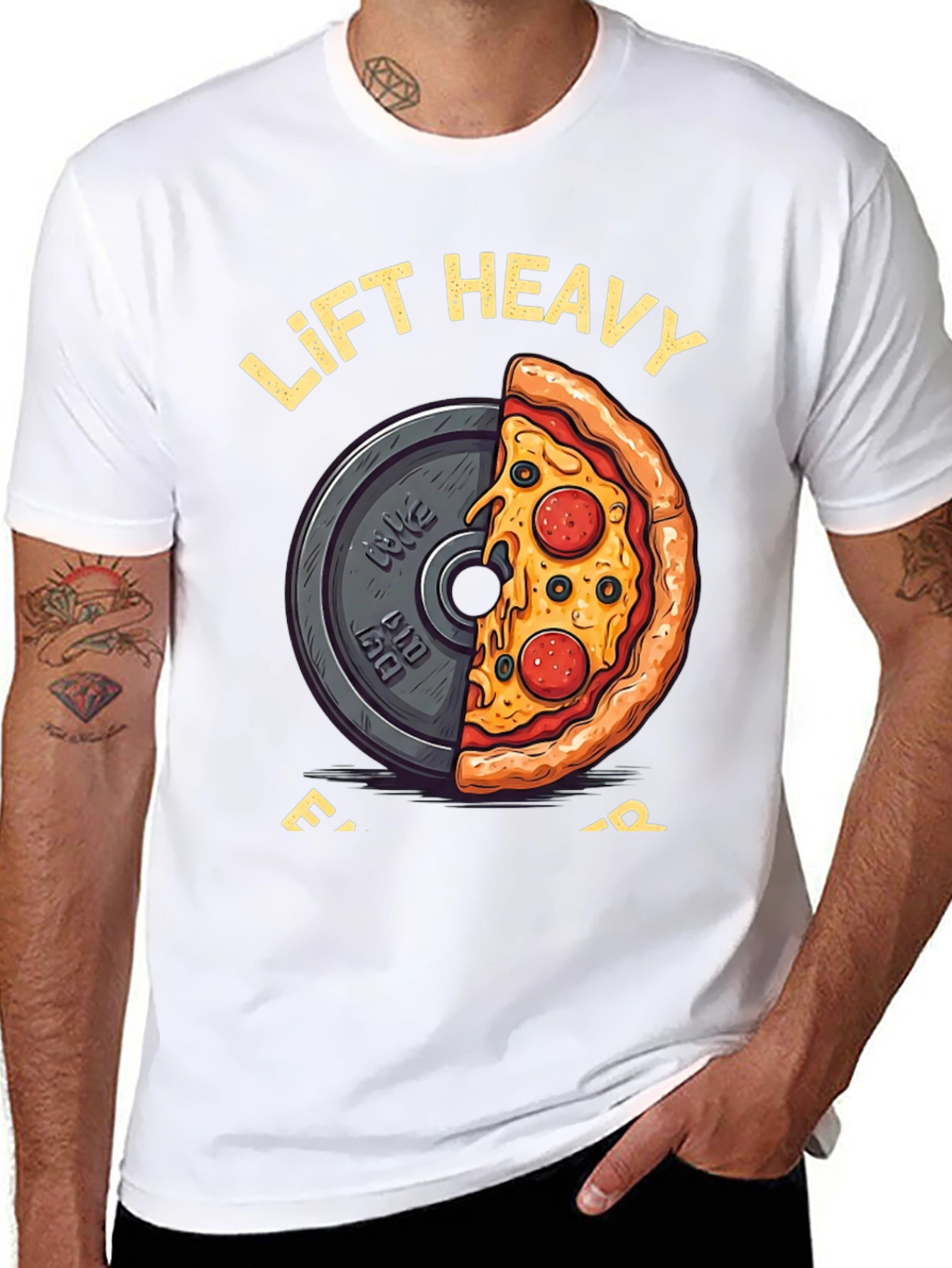 Lift Heavy Eat Pizza Graphic T-Shirt