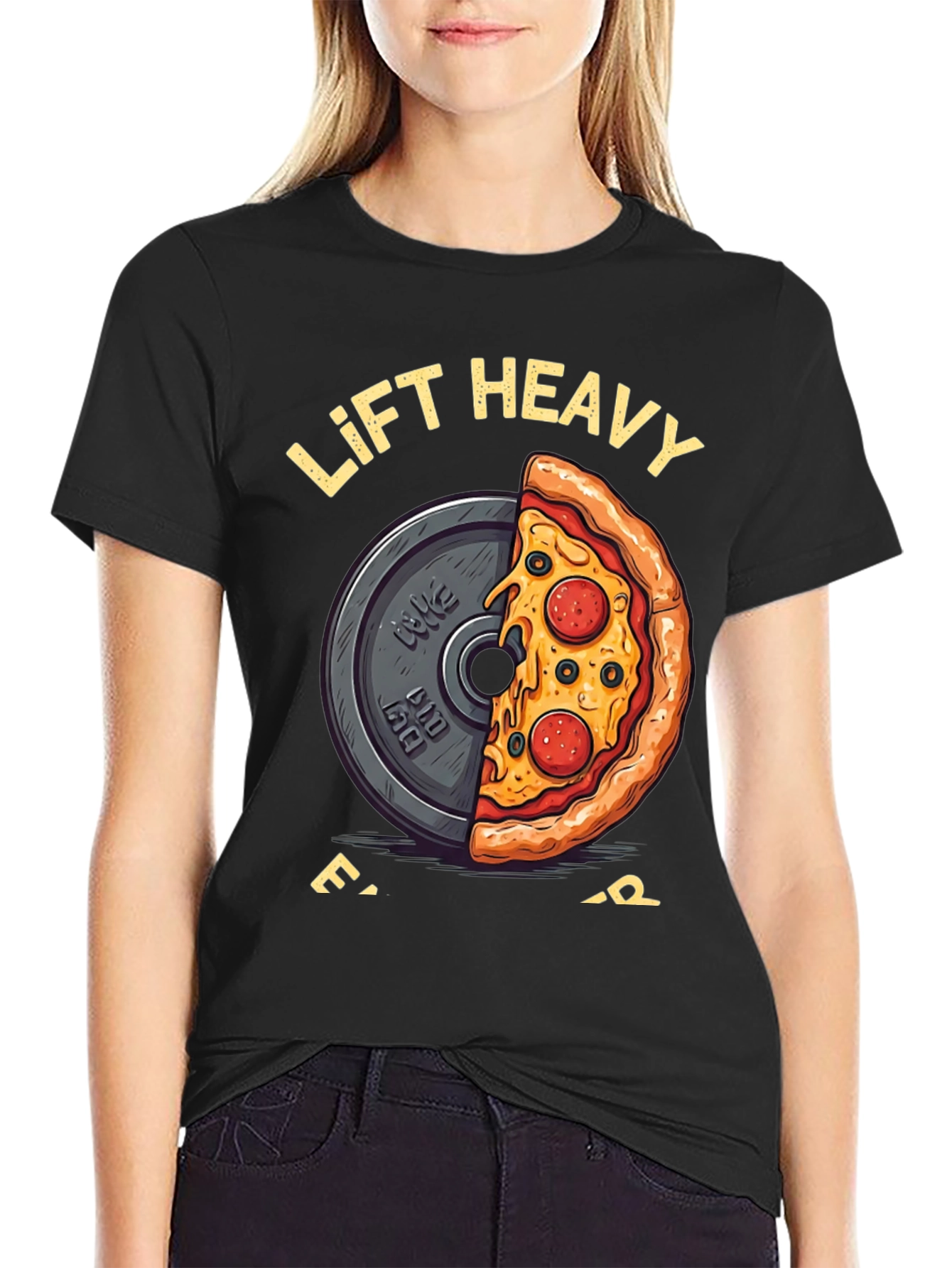 Lift Heavy Eat Pizza Graphic T-Shirt