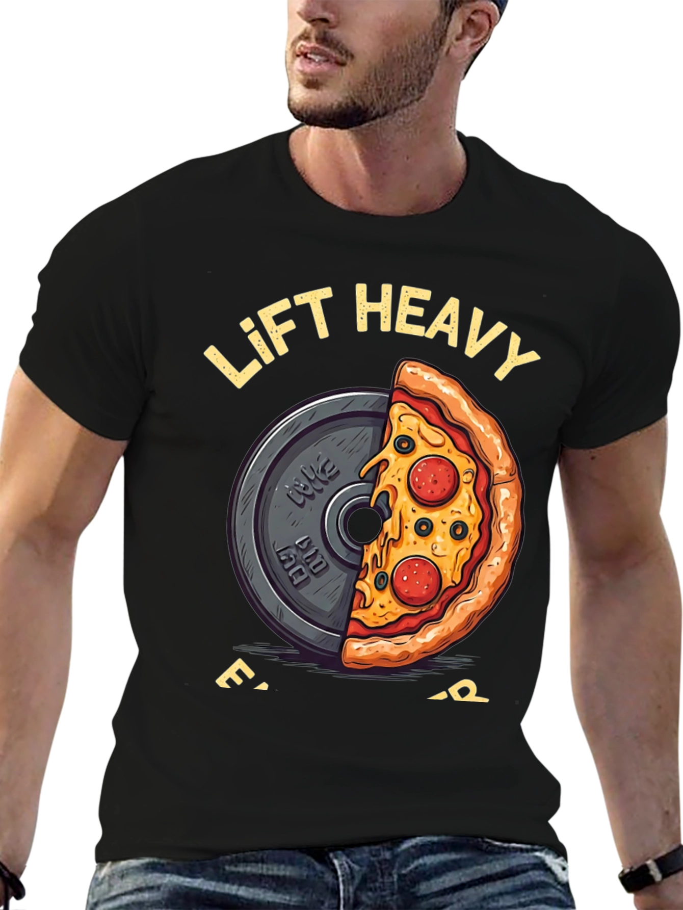 Lift Heavy Eat Pizza Graphic T-Shirt