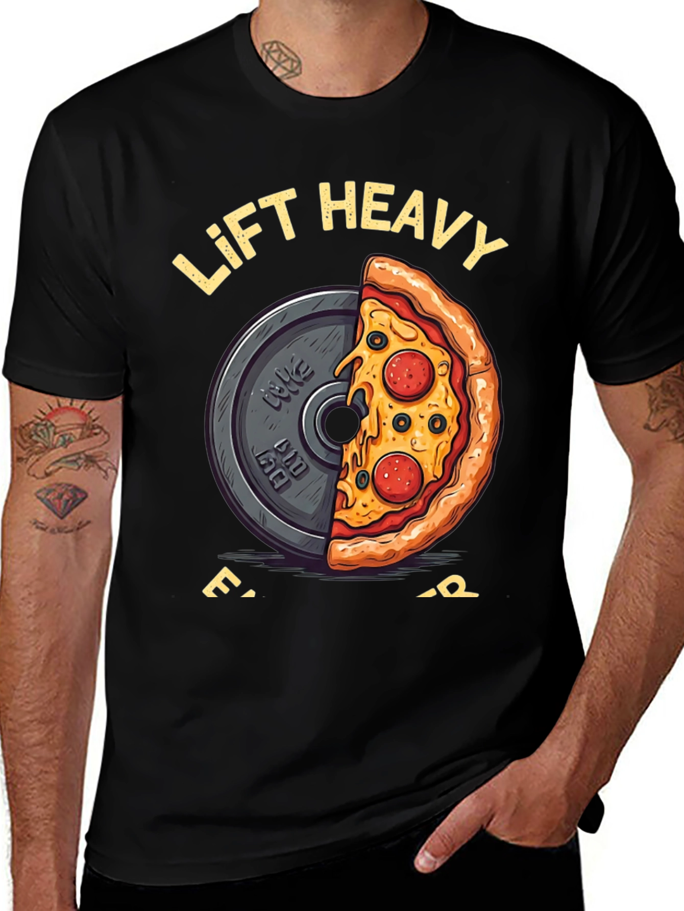 Lift Heavy Eat Pizza Graphic T-Shirt