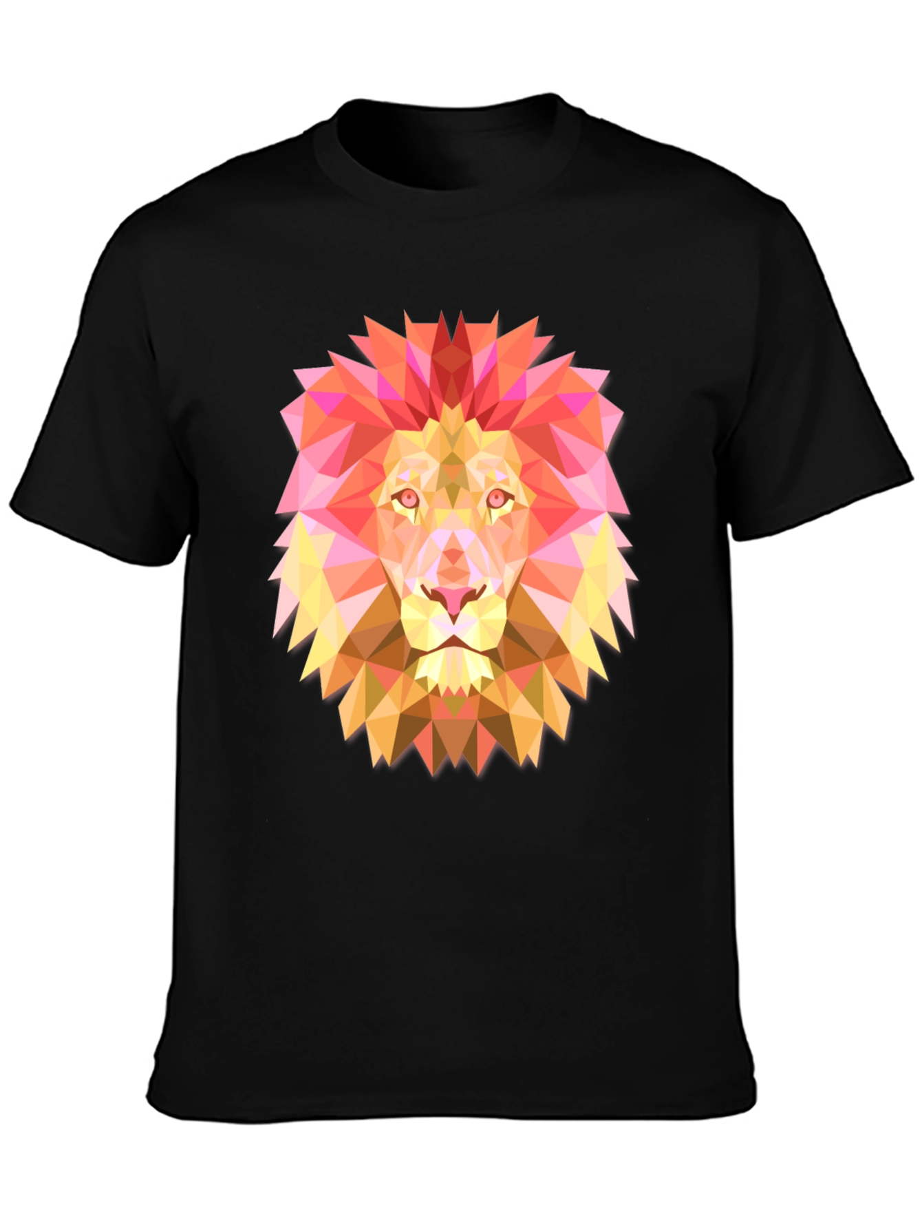 Geometric Lion Graphic Tee - Modern Black T-Shirt