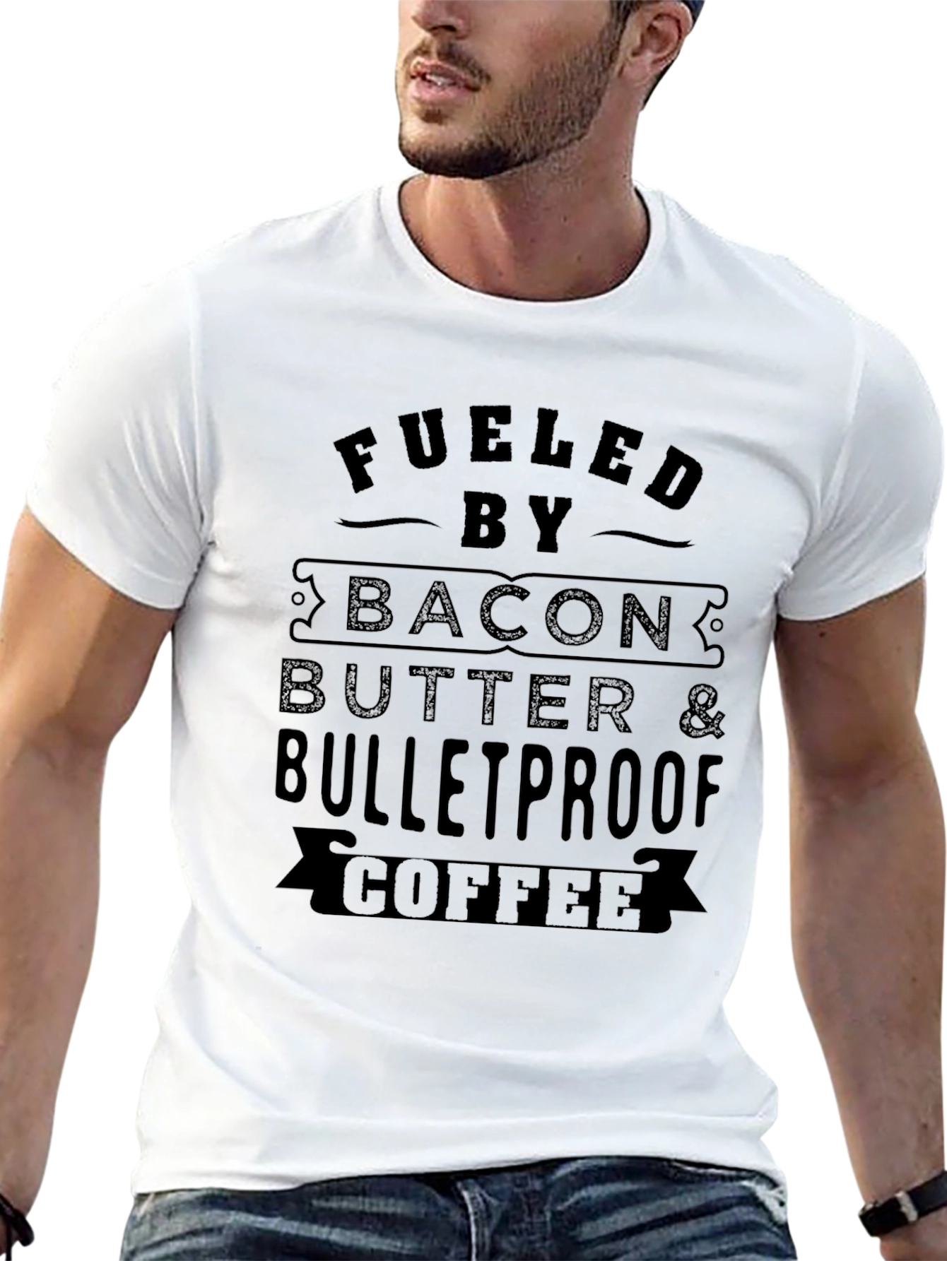 Fueled by Bacon Butter & Bulletproof Coffee Black T-Shirt