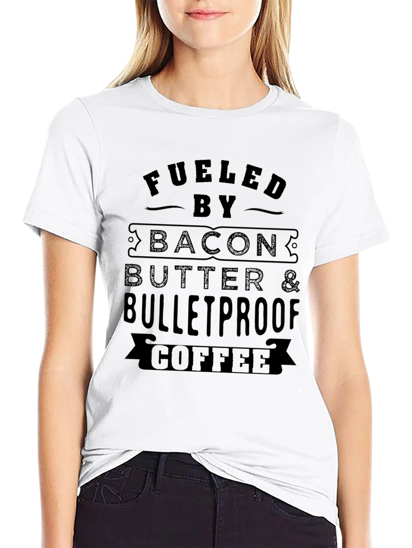 Fueled by Bacon Butter & Bulletproof Coffee Black T-Shirt