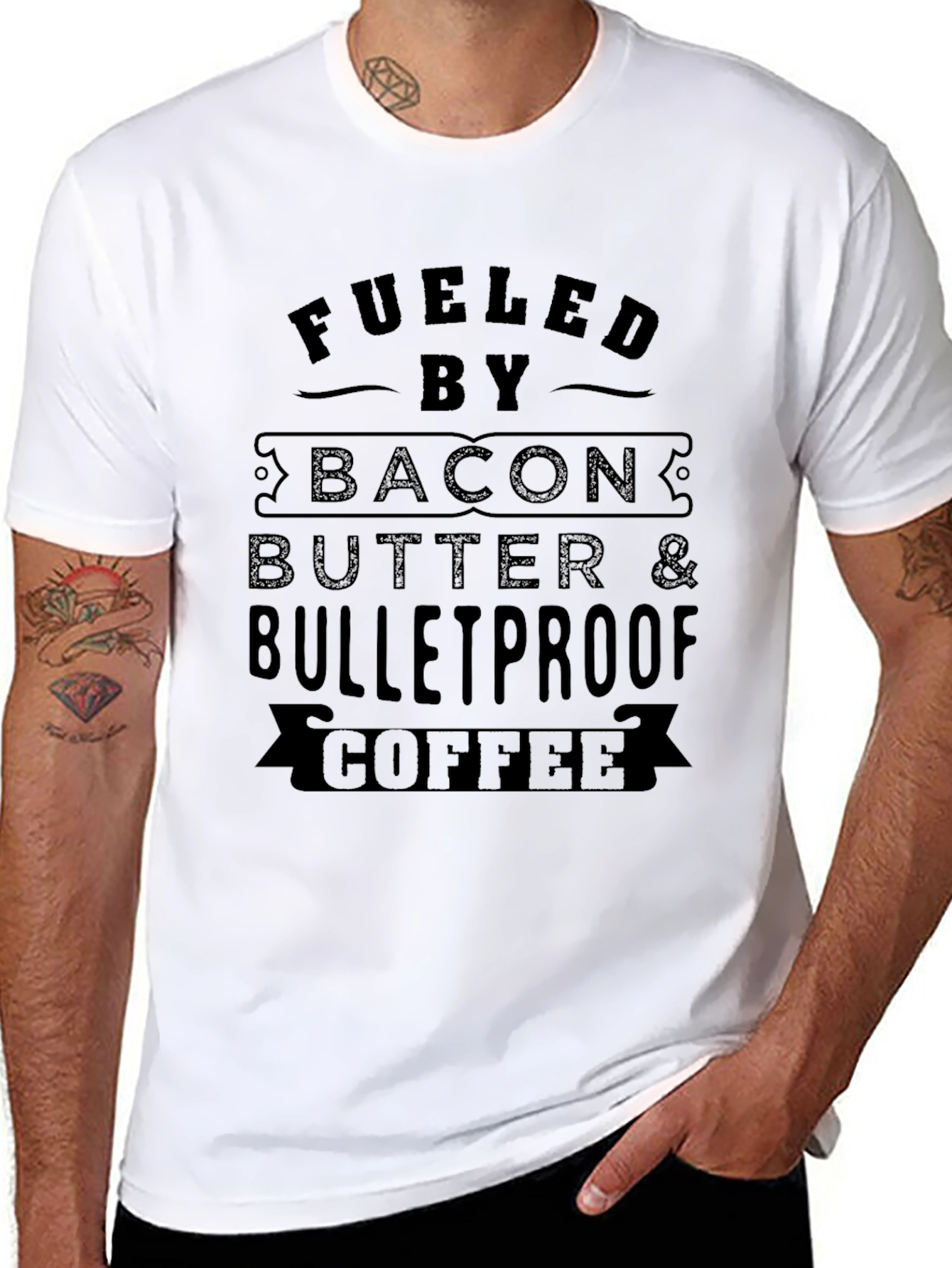 Fueled by Bacon Butter & Bulletproof Coffee Black T-Shirt