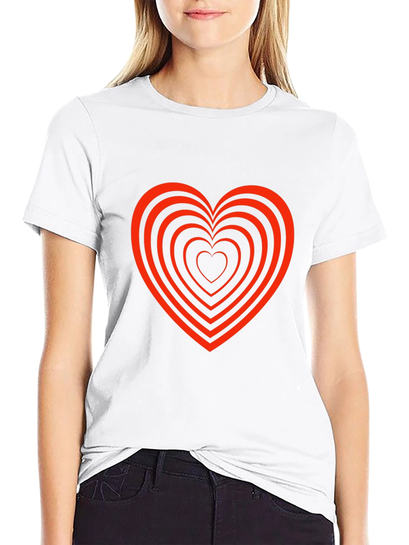 Heart Tunnel Graphic Tee - Stylish Black T-Shirt