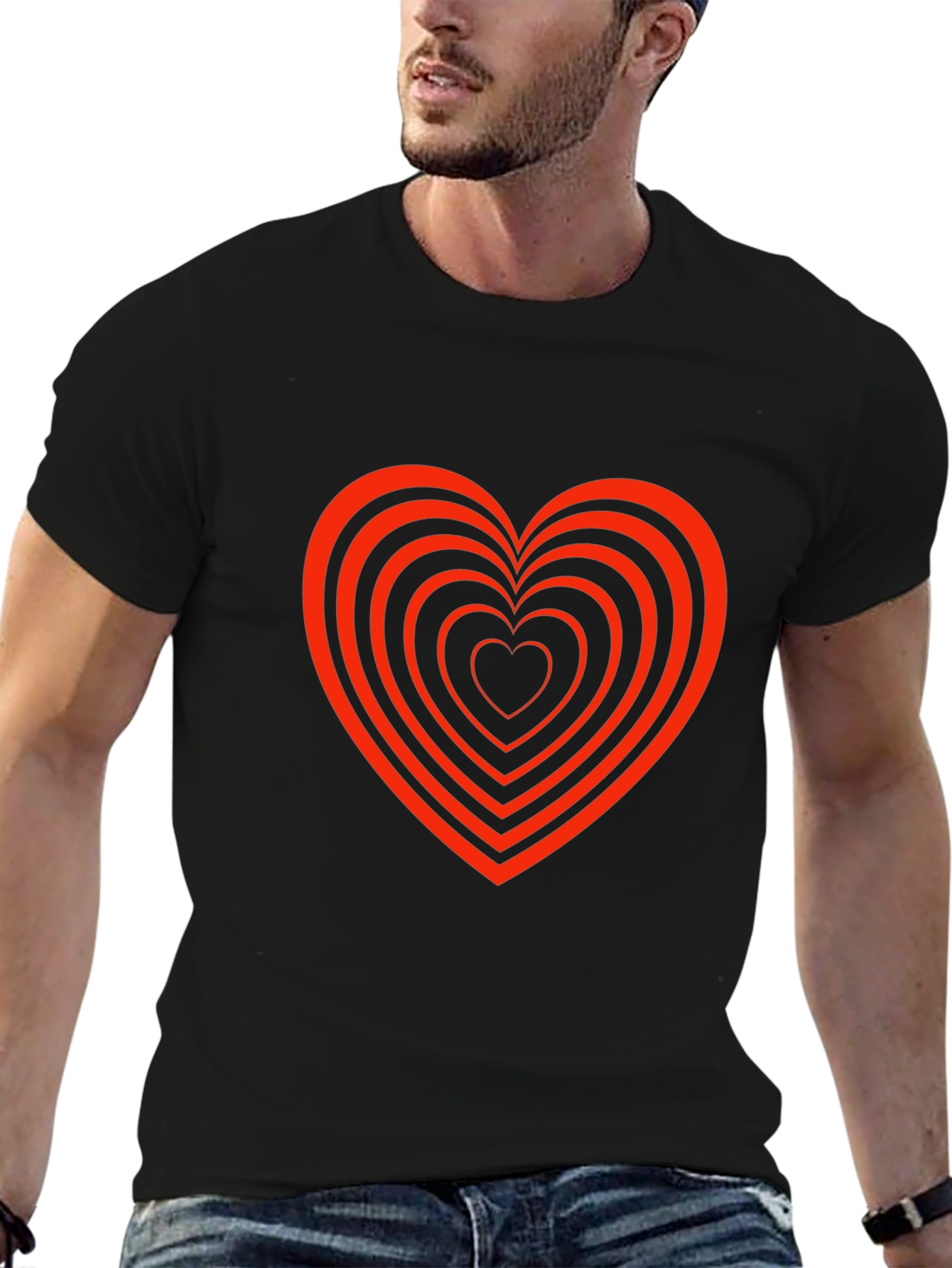 Heart Tunnel Graphic Tee - Stylish Black T-Shirt