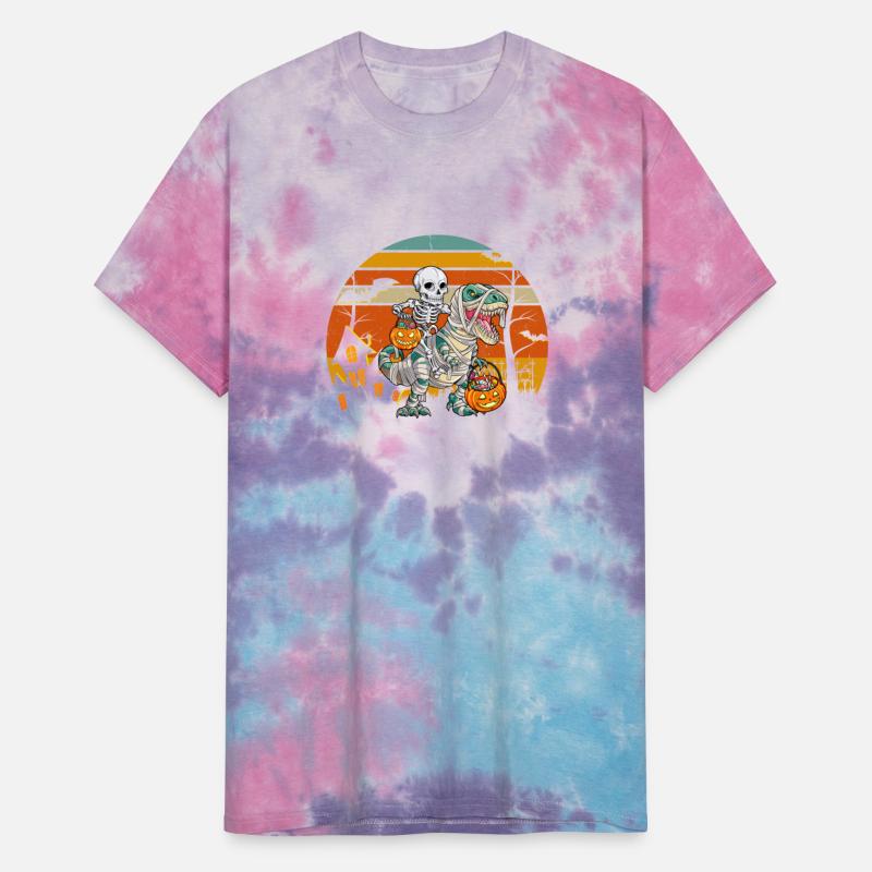 Halloween Funny Pumpkin Skeleton Riding Mummy Dino