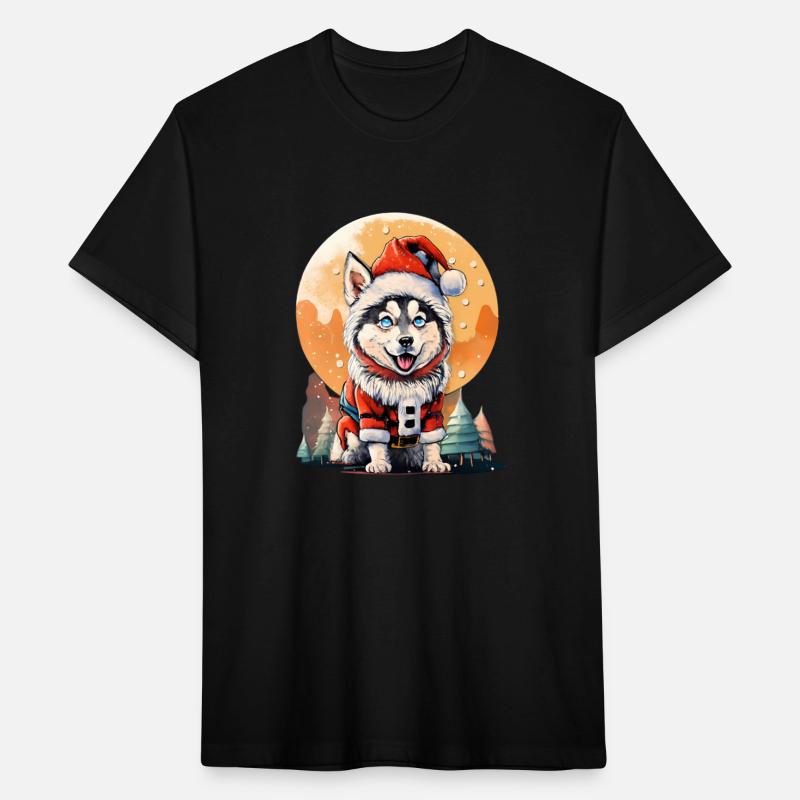 Happy Siberian Husky in Santa Claus Costume