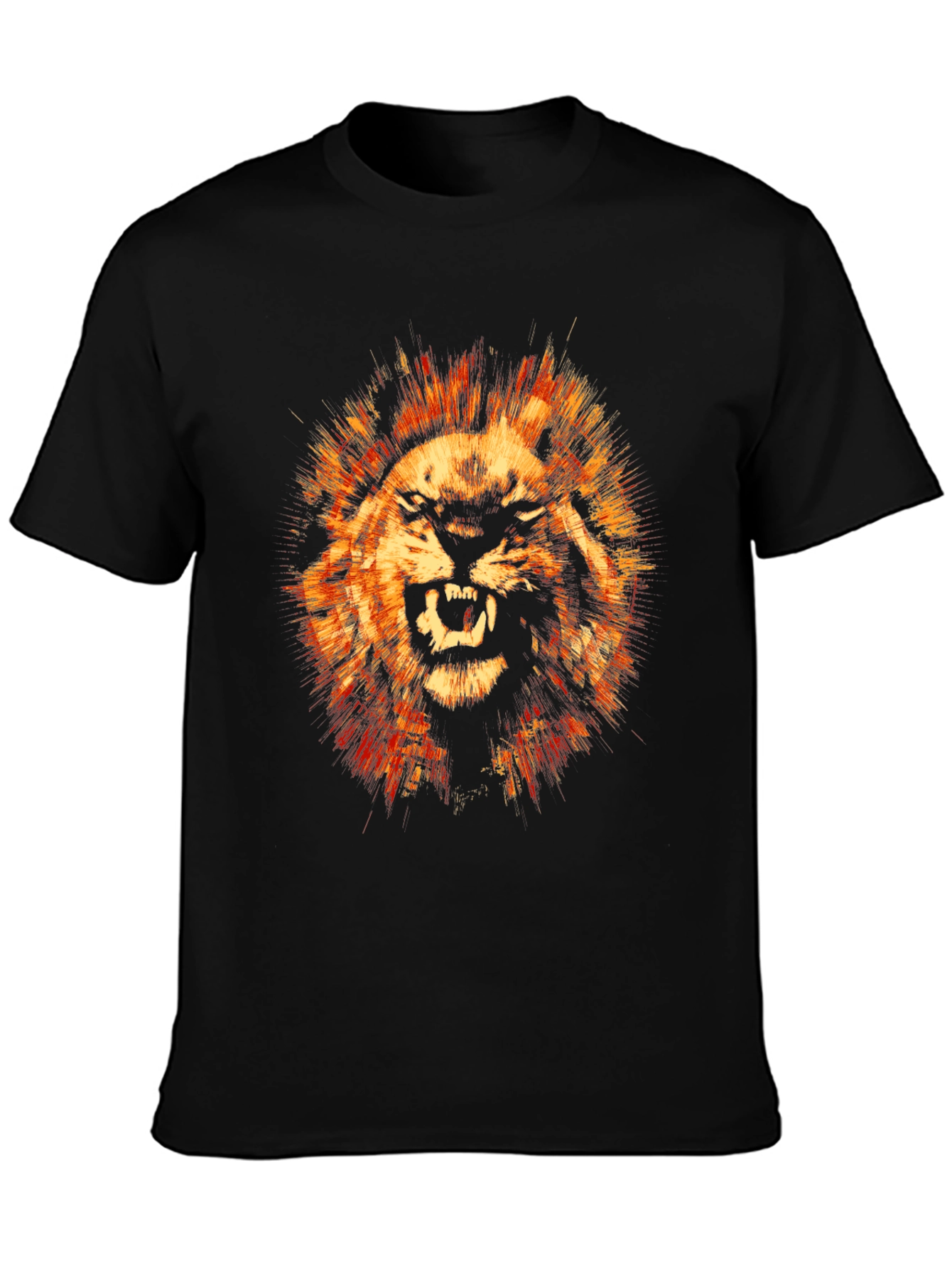 Fierce Lion Graphic Print Black T-Shirt