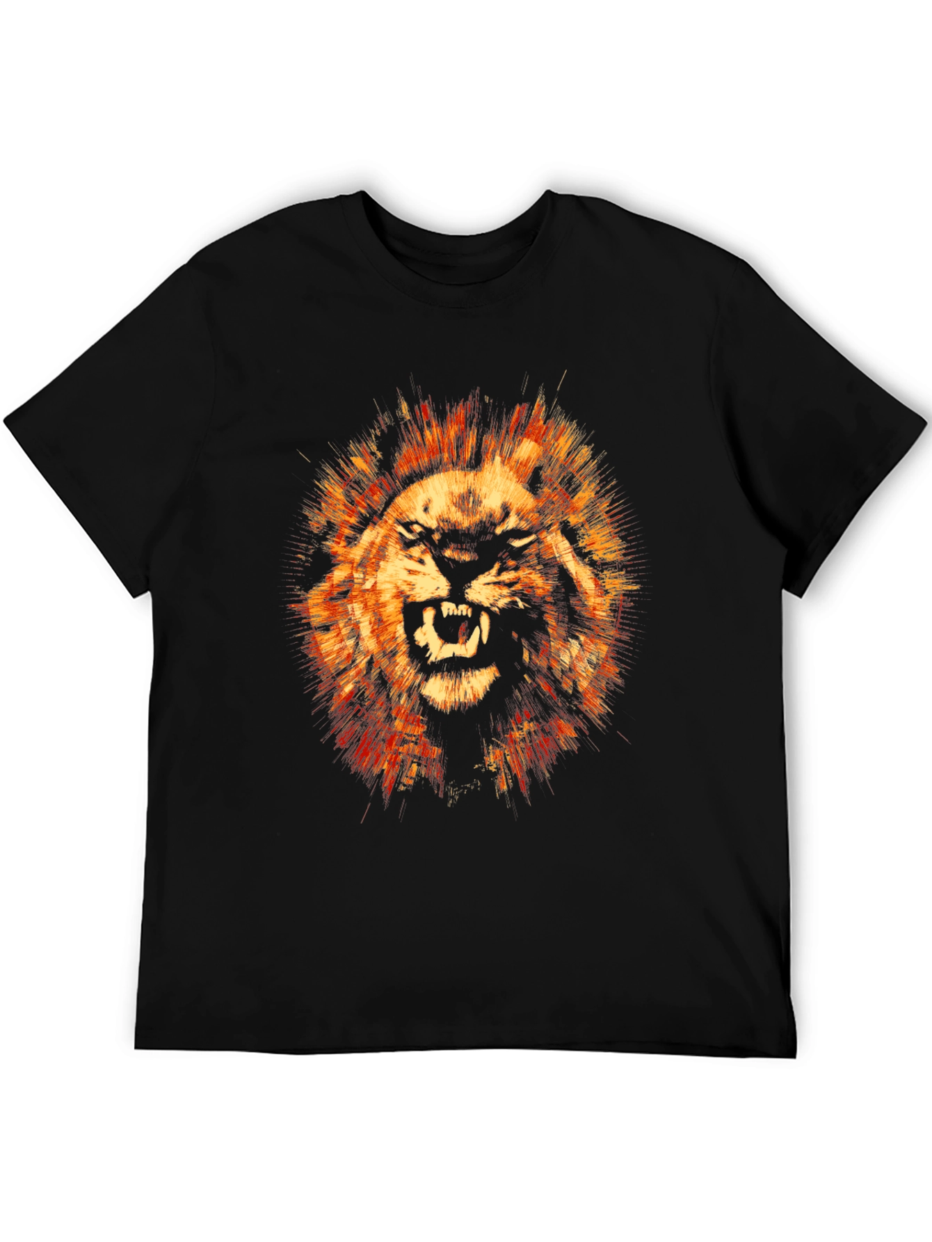 Fierce Lion Graphic Print Black T-Shirt