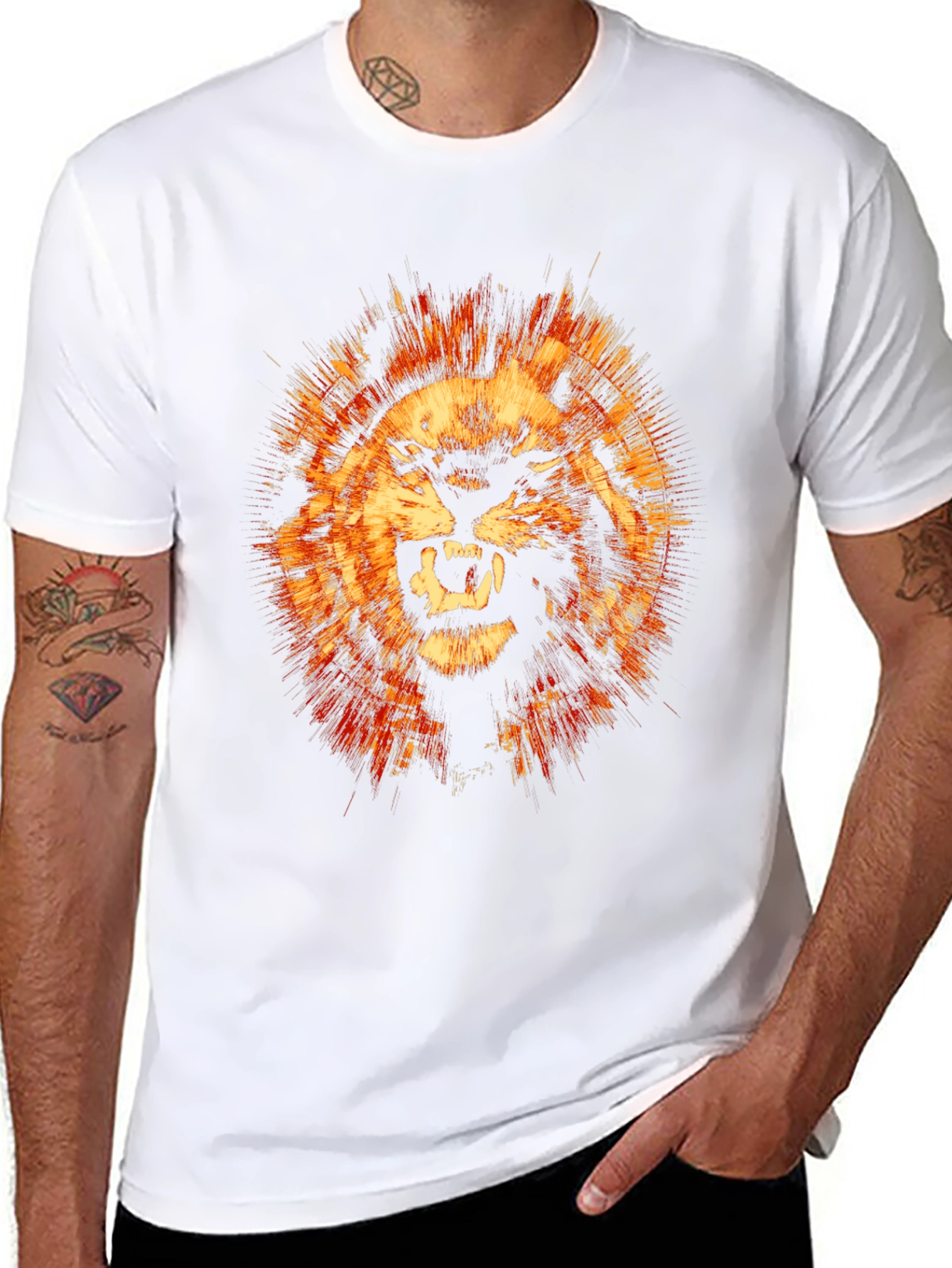 Fierce Lion Graphic Print Black T-Shirt