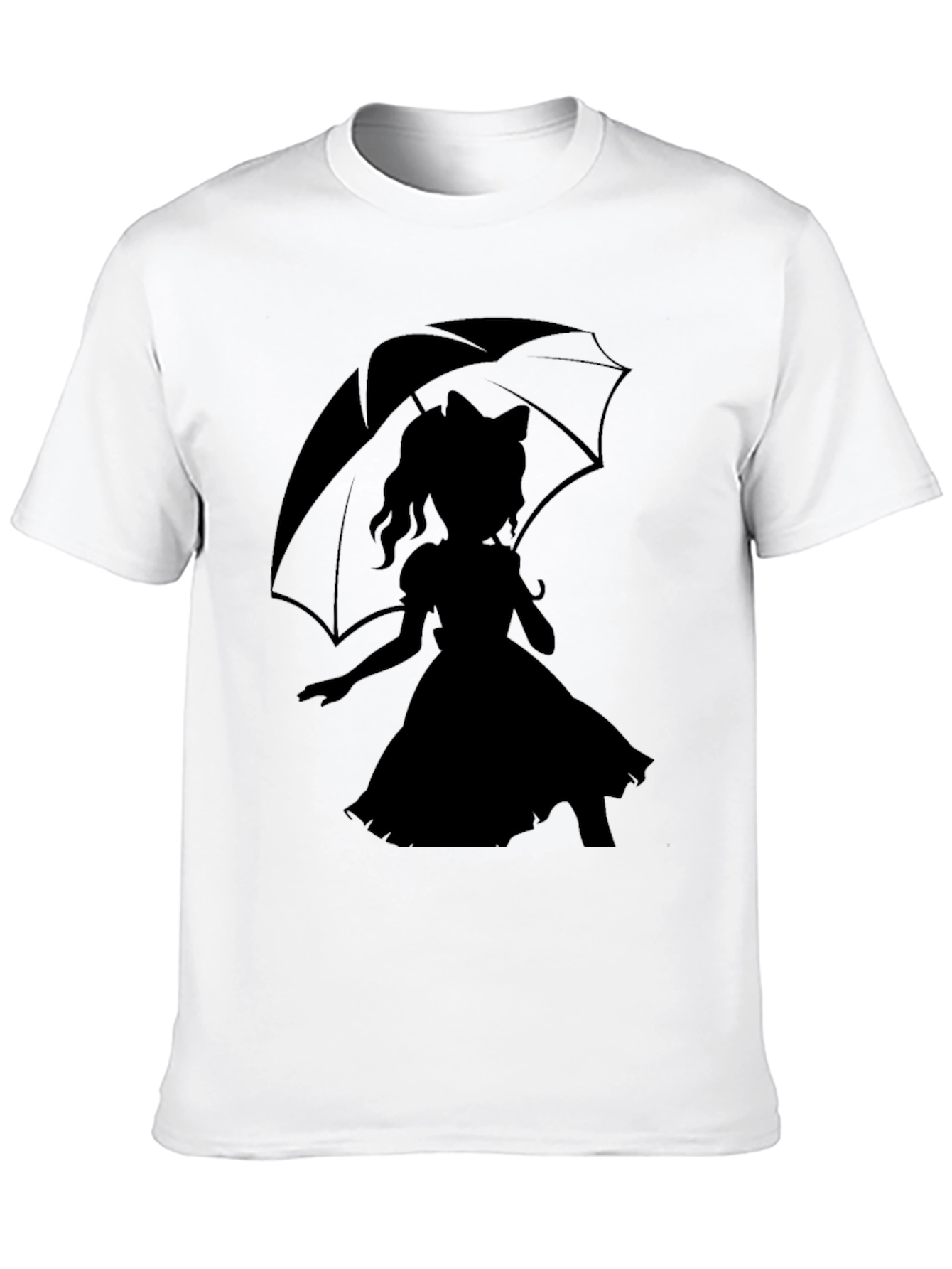 Whimsical Silhouette Tee - Girl with Umbrella Design