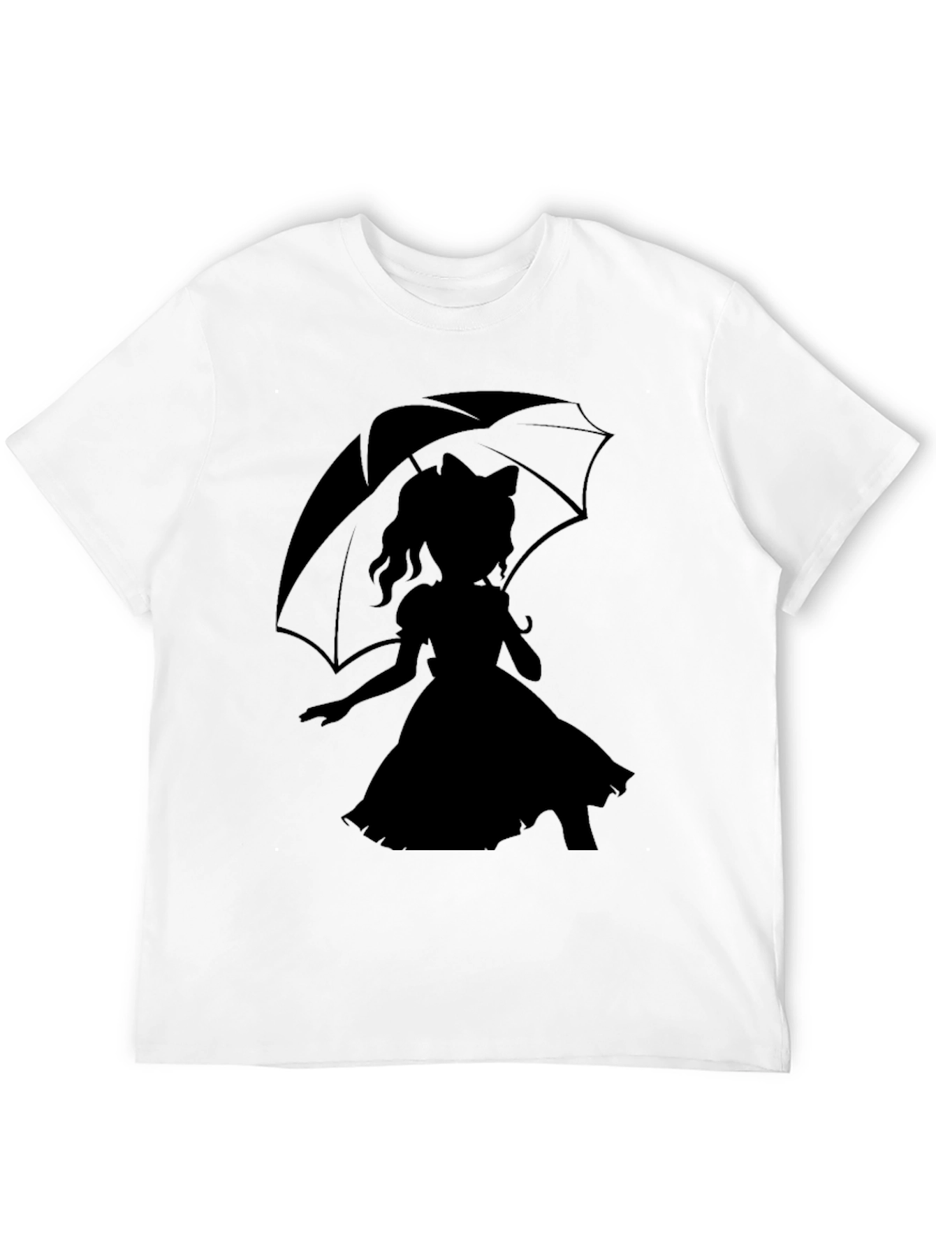 Whimsical Silhouette Tee - Girl with Umbrella Design