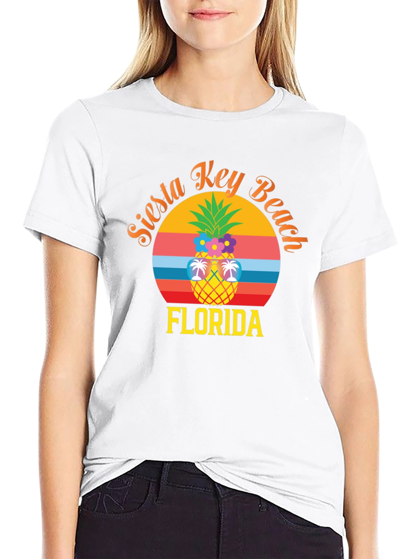 Siesta Key Beach Florida Pineapple Graphic T-Shirt