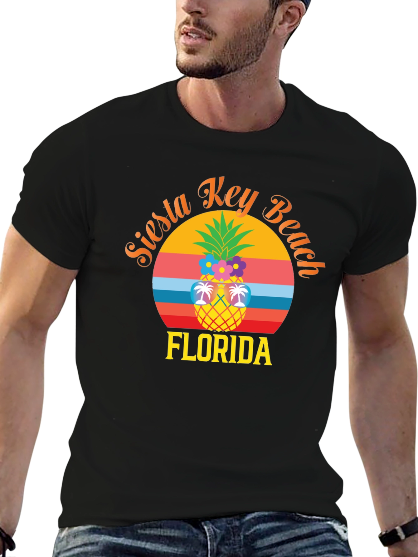 Siesta Key Beach Florida Pineapple Graphic T-Shirt