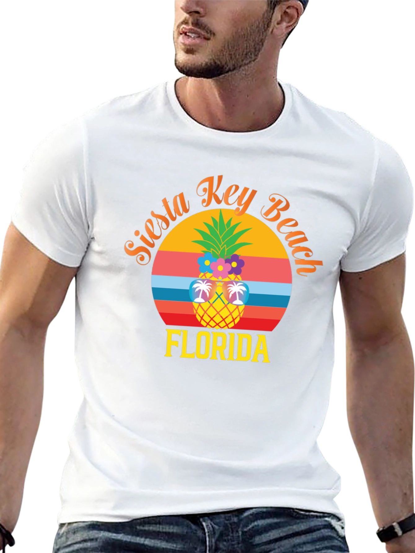 Siesta Key Beach Florida Pineapple Graphic T-Shirt