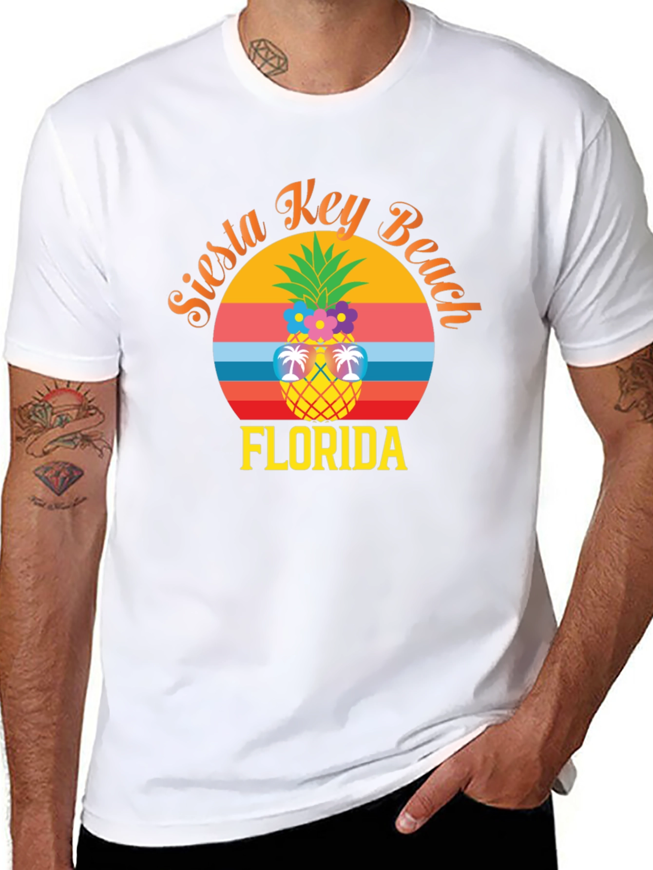 Siesta Key Beach Florida Pineapple Graphic T-Shirt