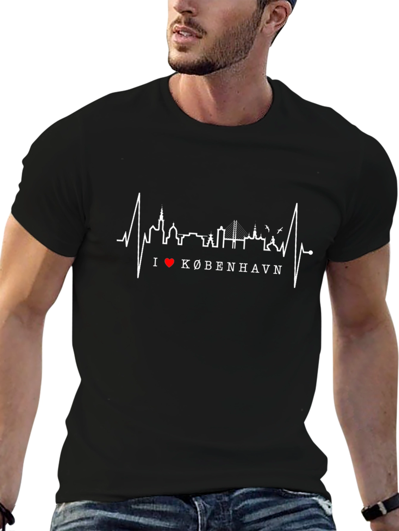 I Love Copenhagen Skyline Heartbeat T-Shirt