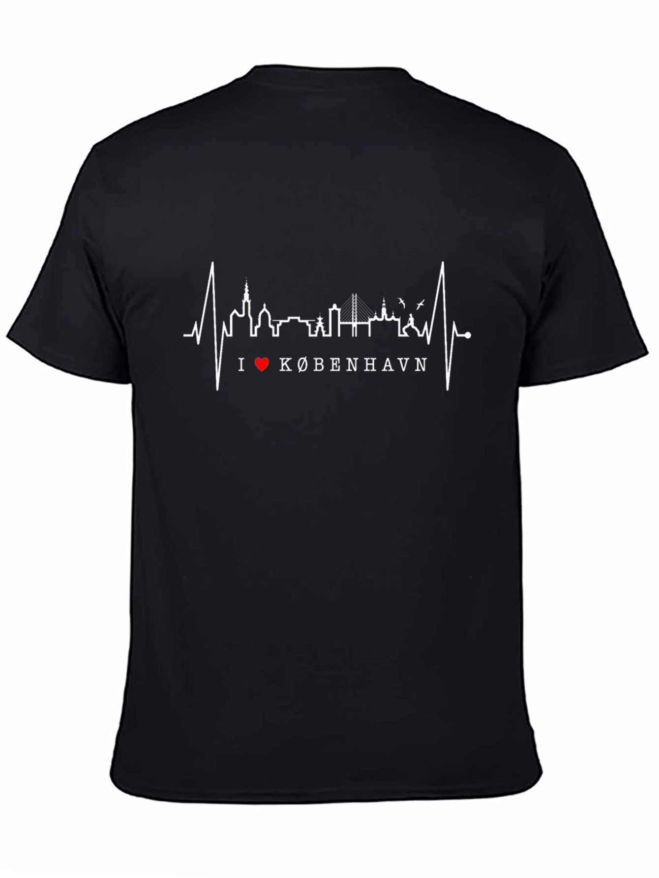 I Love Copenhagen Skyline Heartbeat T-Shirt