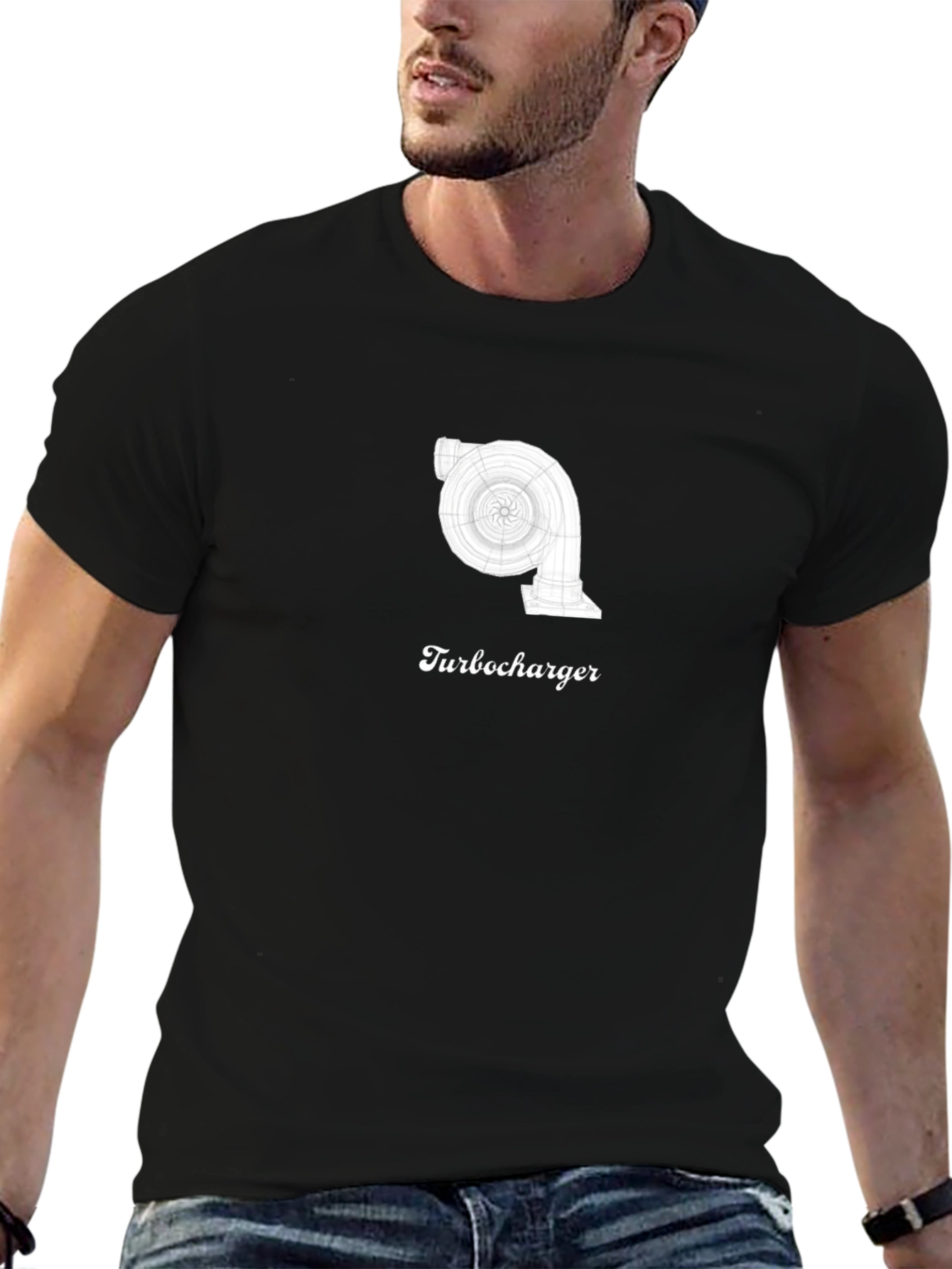Turbocharger Graphic Tee - Black Cotton T-Shirt