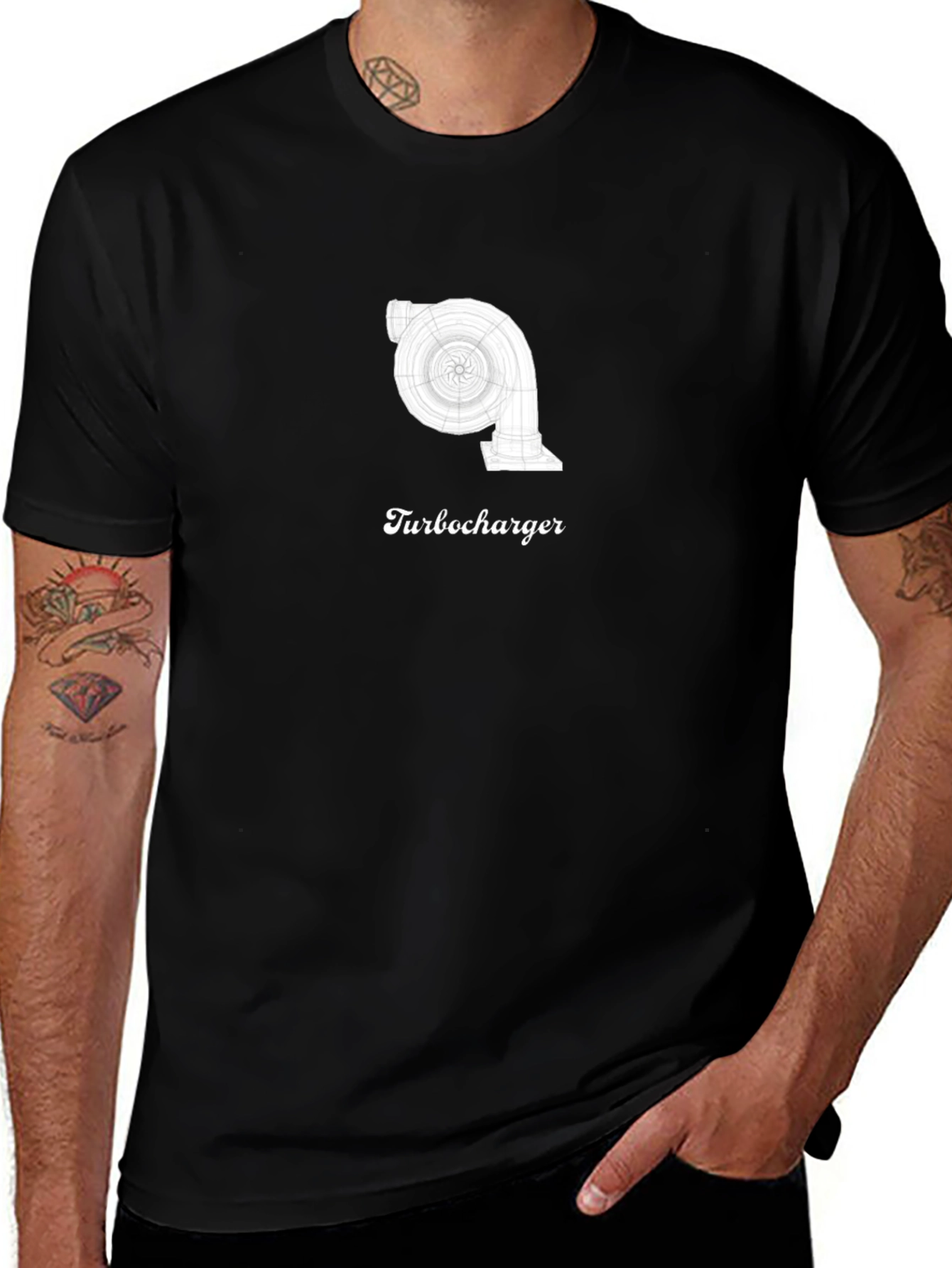 Turbocharger Graphic Tee - Black Cotton T-Shirt