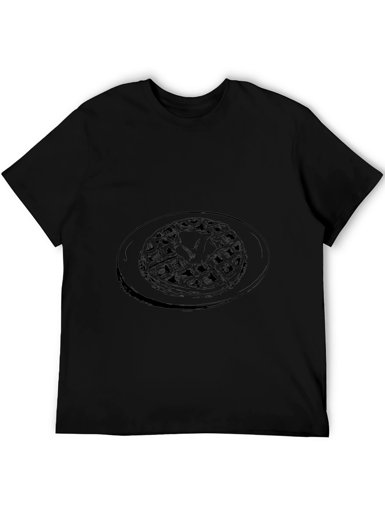 Waffle Graphic Tee - Casual Black T-Shirt