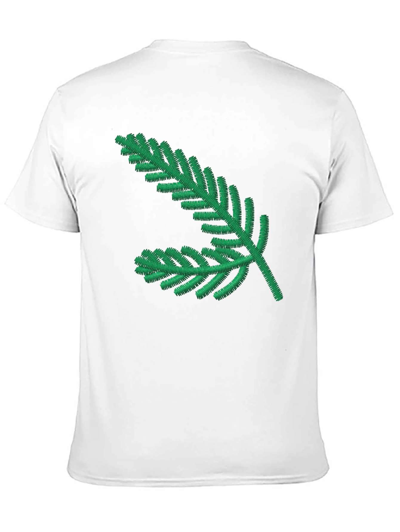 Green Pine Branch Black T-Shirt