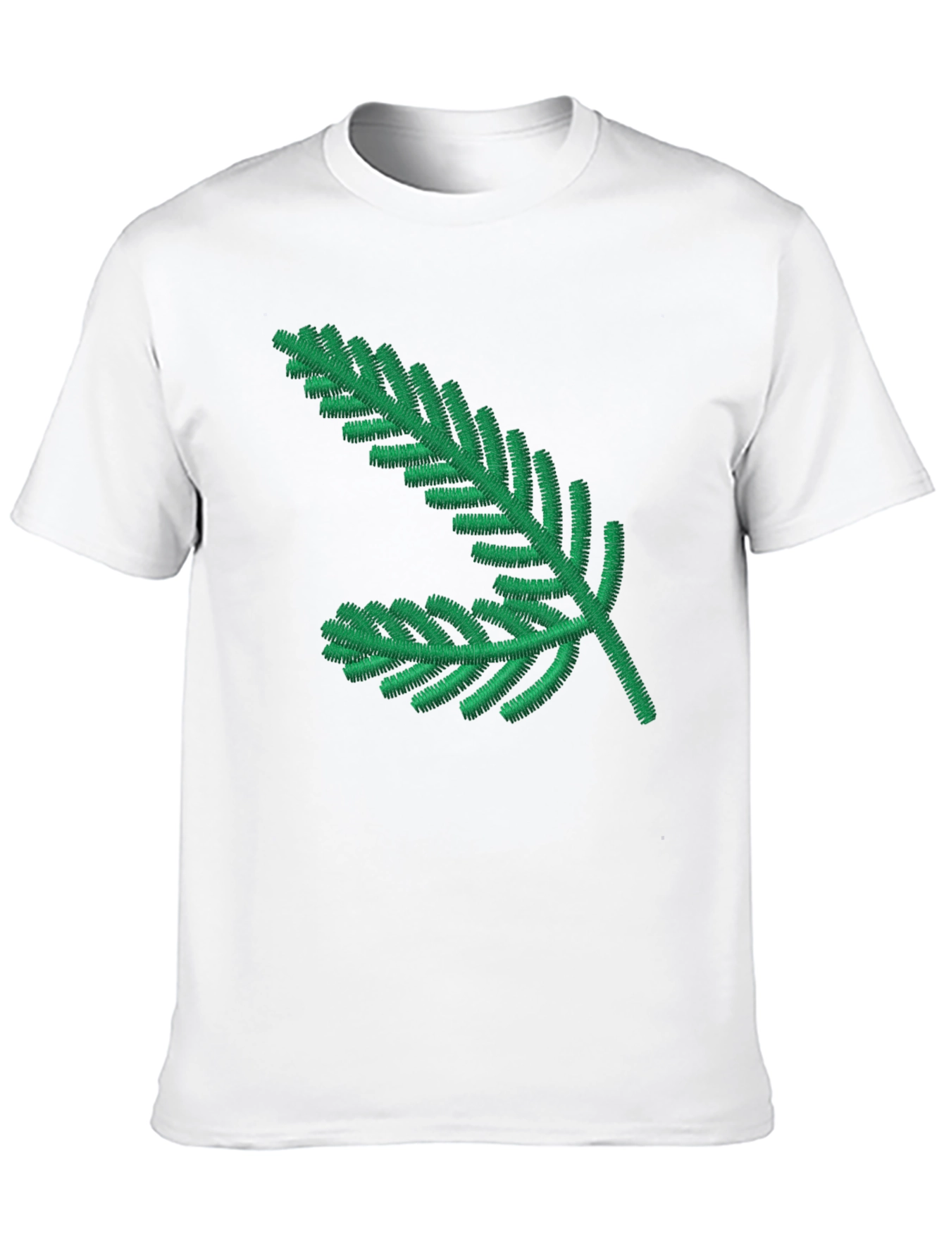 Green Pine Branch Black T-Shirt