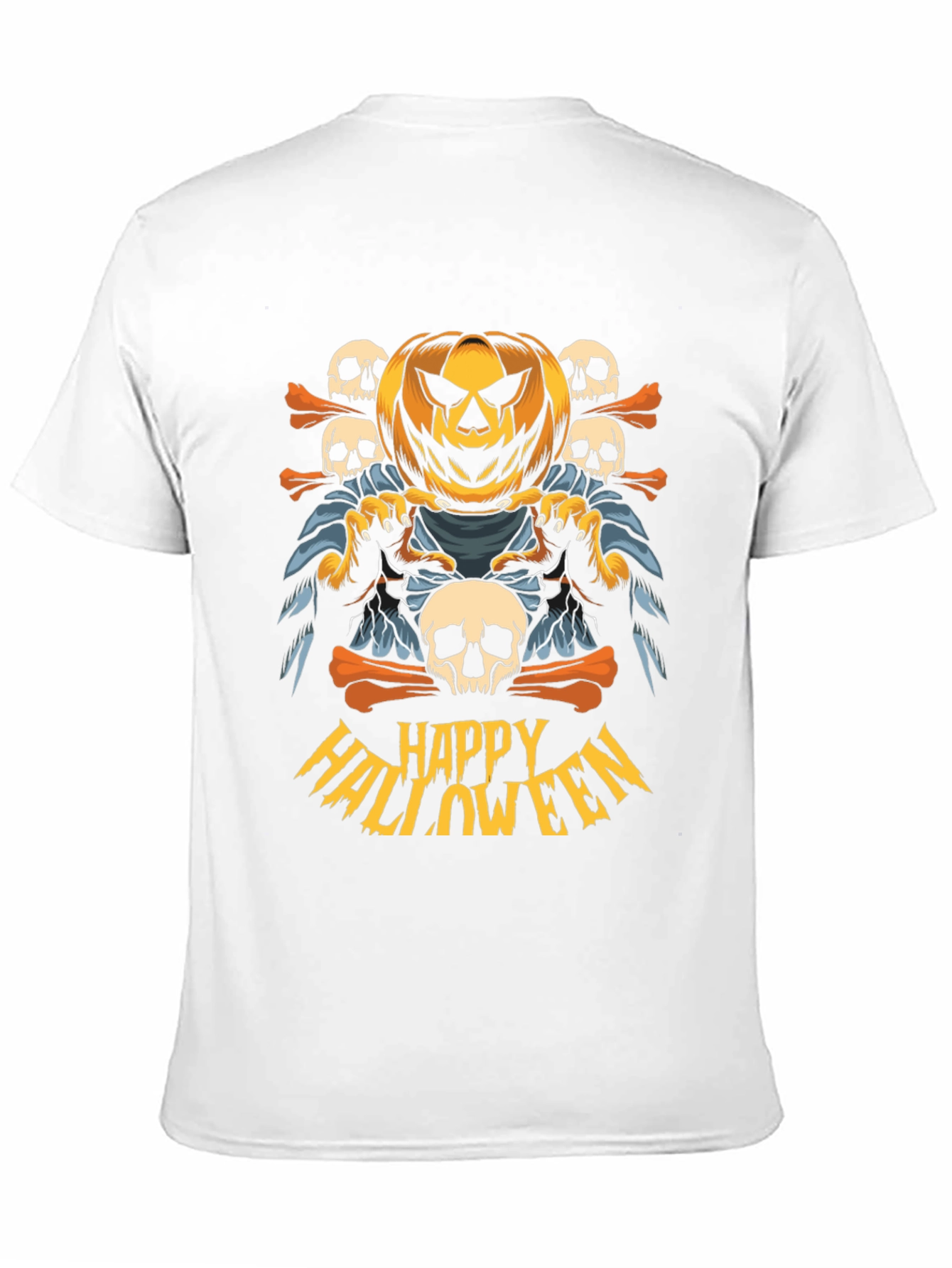 Happy Halloween Graphic T-Shirt - Pumpkin & Skulls