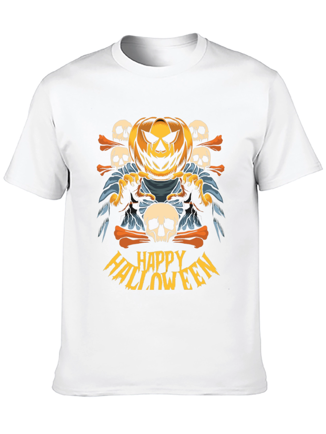 Happy Halloween Graphic T-Shirt - Pumpkin & Skulls