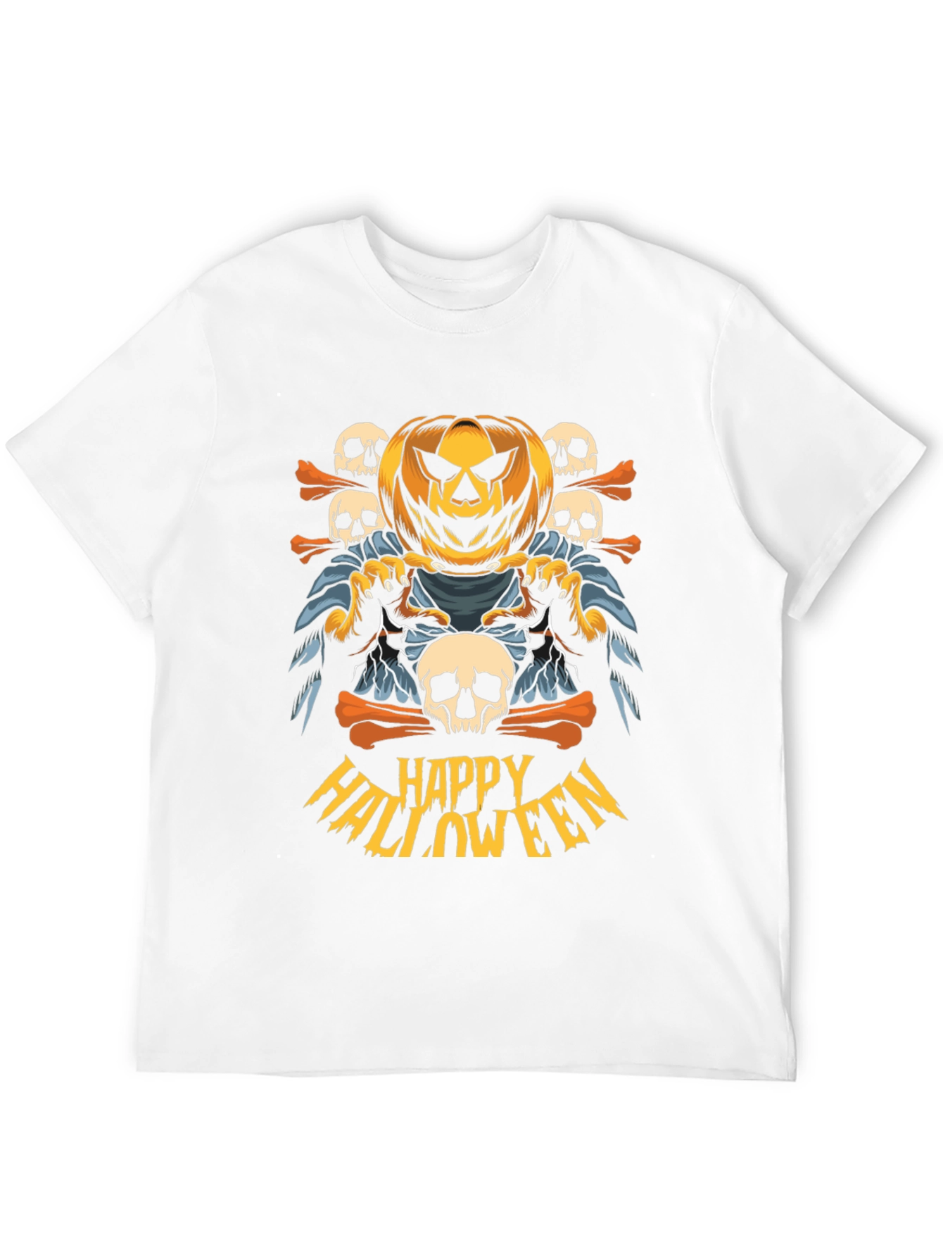 Happy Halloween Graphic T-Shirt - Pumpkin & Skulls