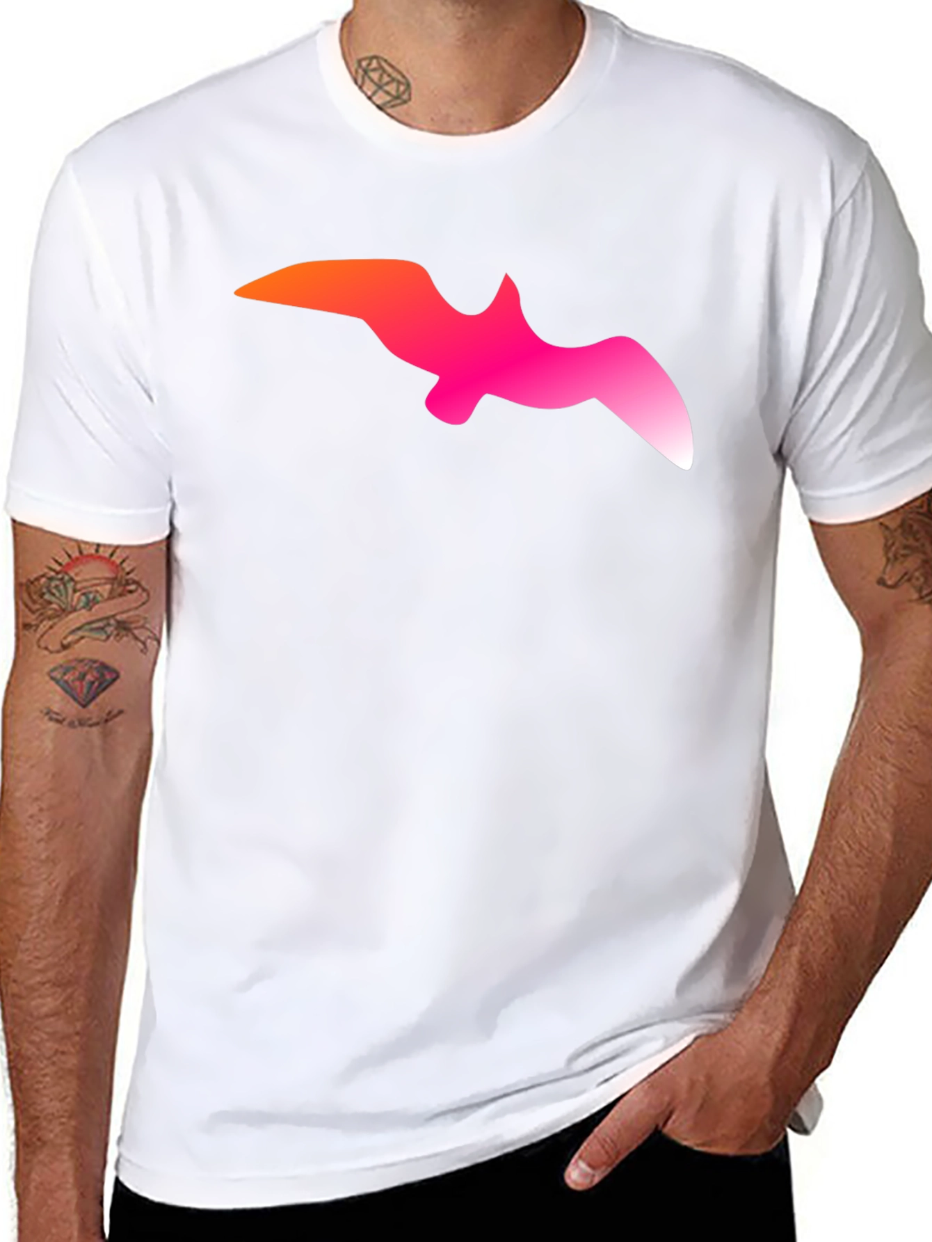 Gradient Bird Graphic Black T-Shirt