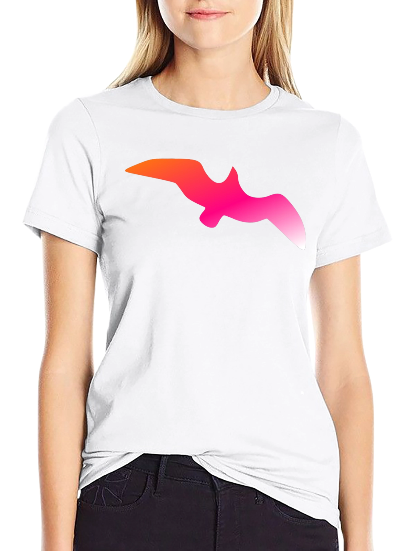 Gradient Bird Graphic Black T-Shirt