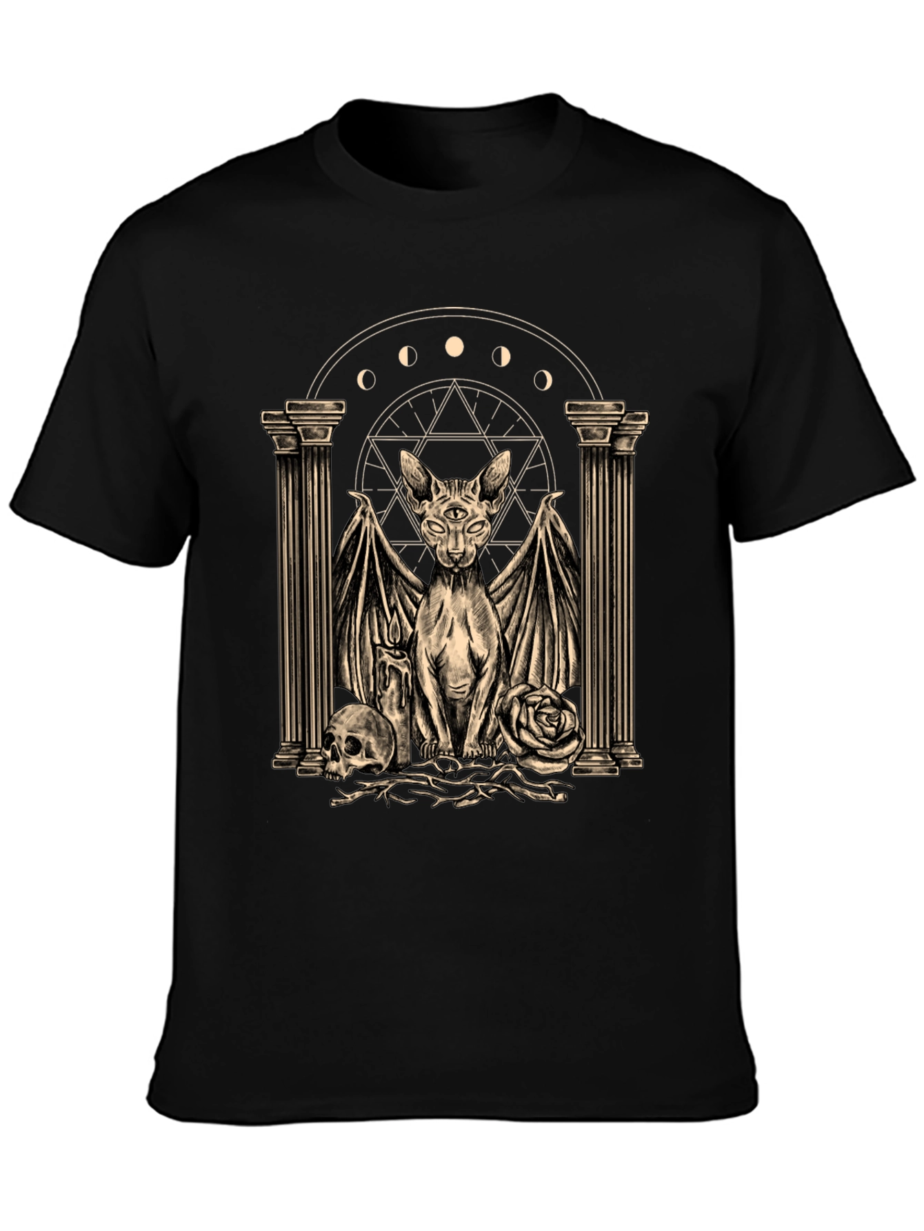 Mystic Cat Graphic Tee - Occult Style Shirt