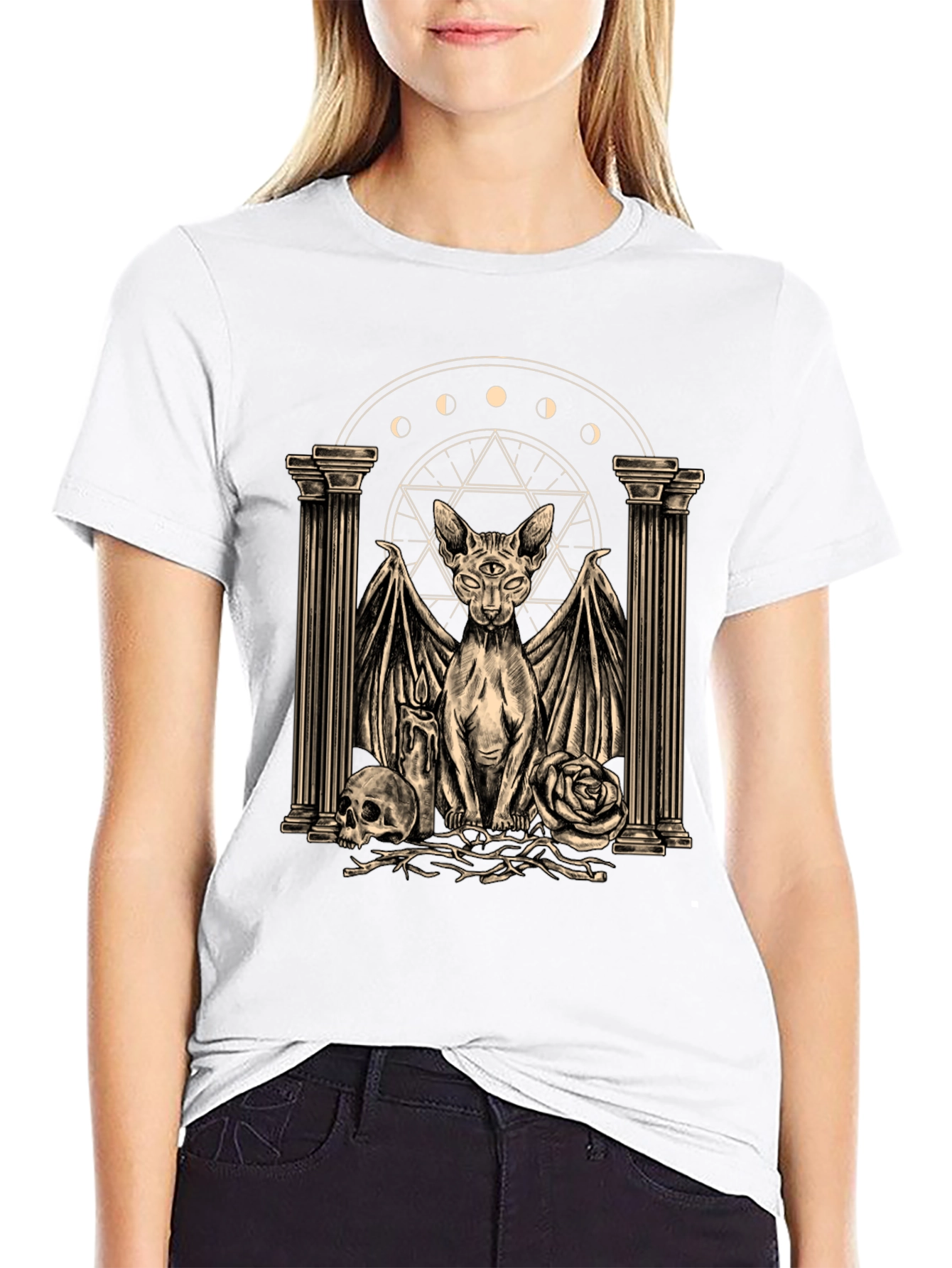 Mystic Cat Graphic Tee - Occult Style Shirt