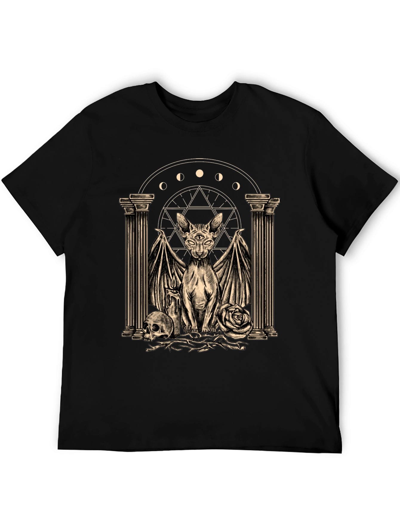 Mystic Cat Graphic Tee - Occult Style Shirt