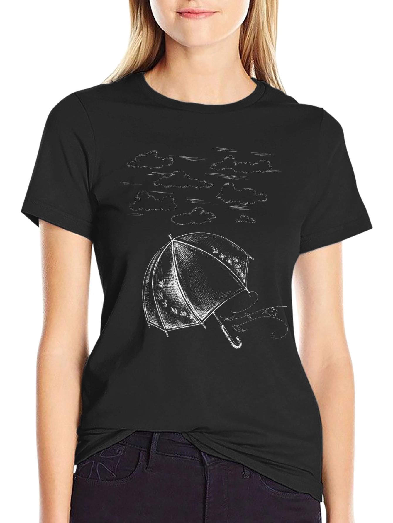 Umbrella Graphic Tee - Black Cotton Comfort