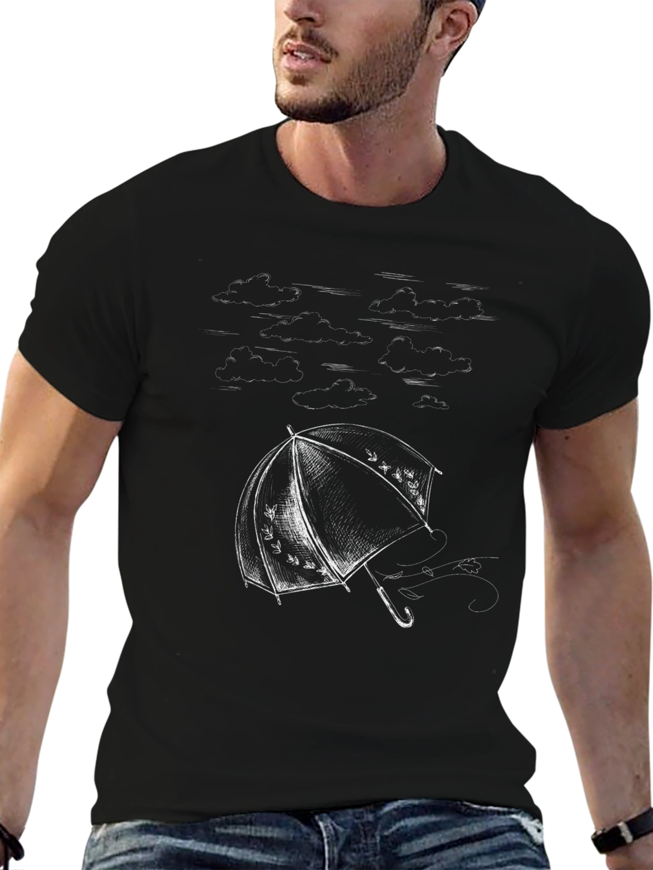 Umbrella Graphic Tee - Black Cotton Comfort