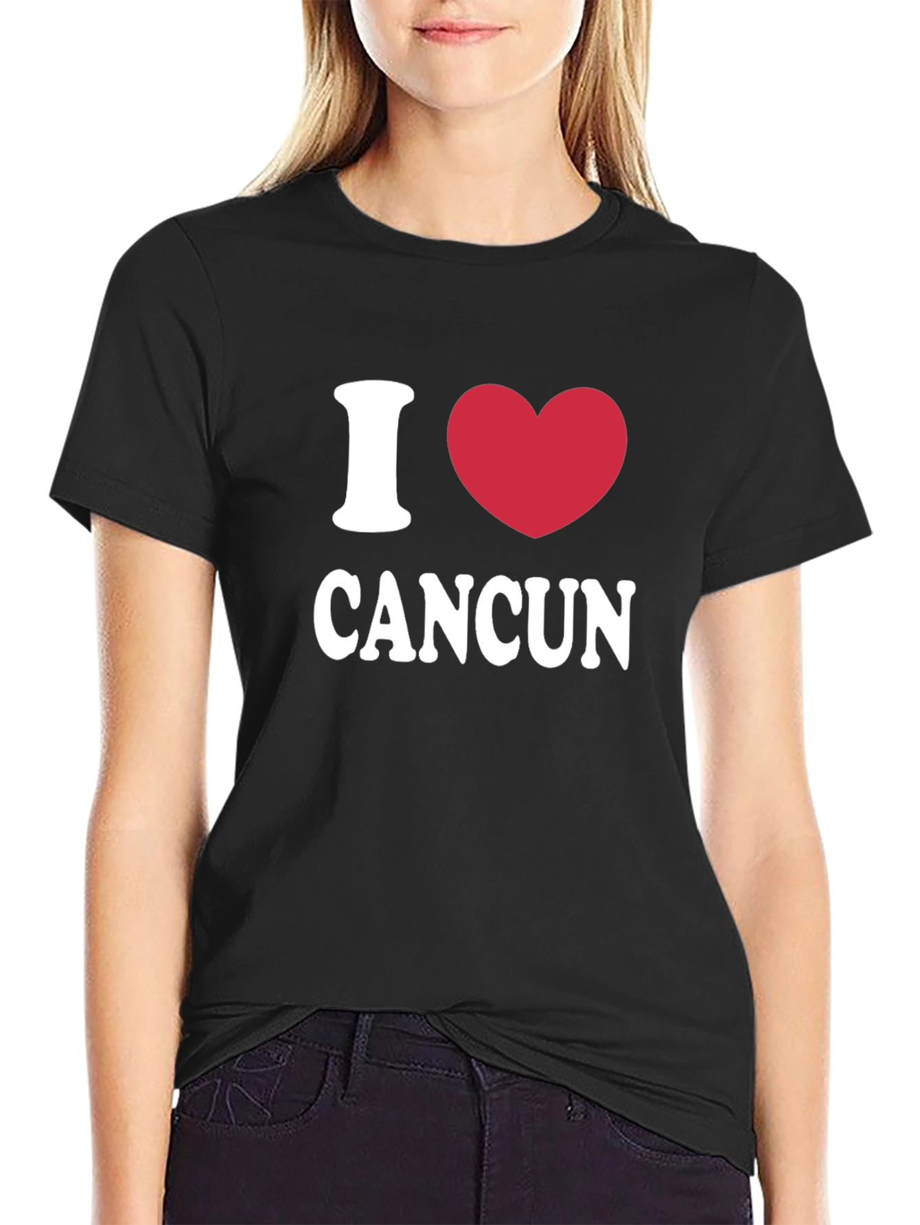 I Heart Cancun Black Cotton T-Shirt