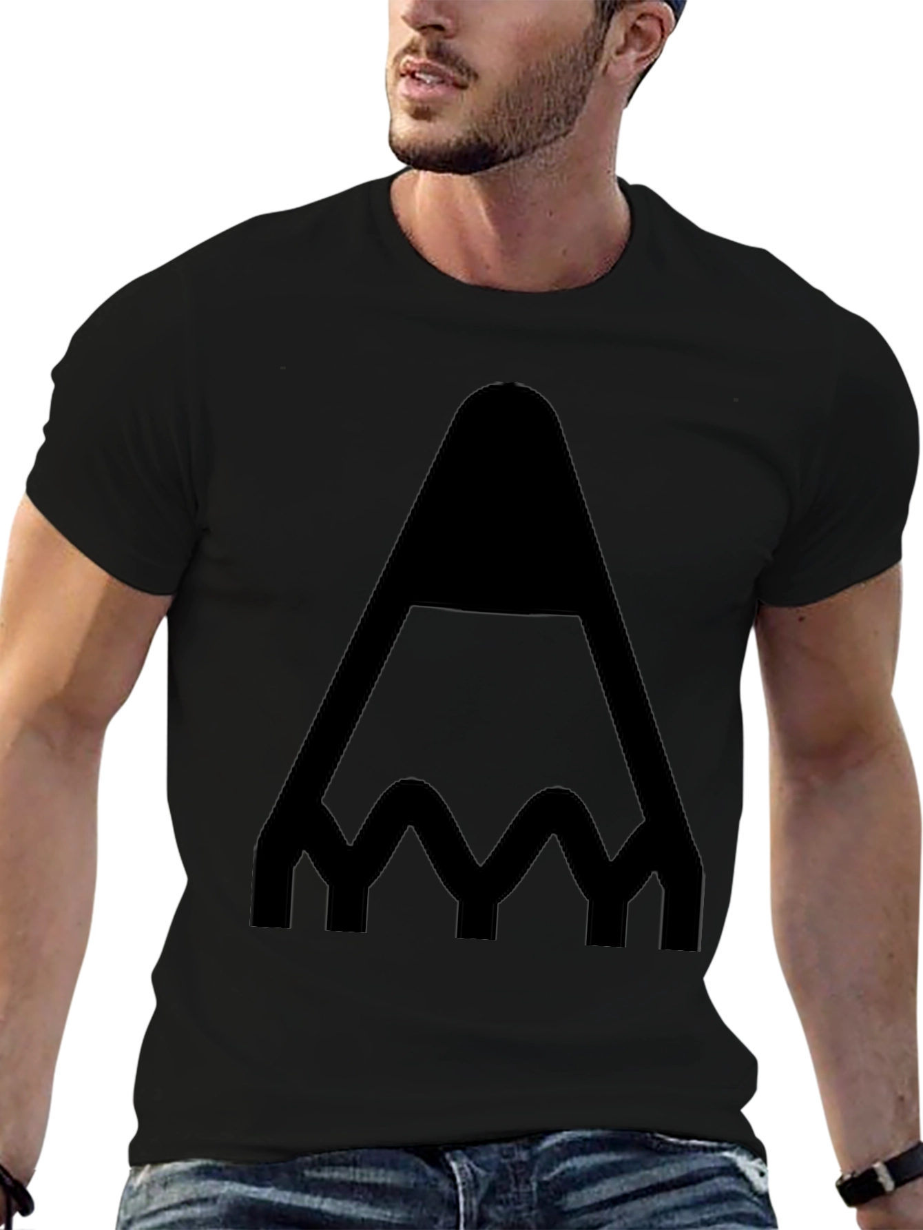 Abstract Geometric Black Graphic Tee